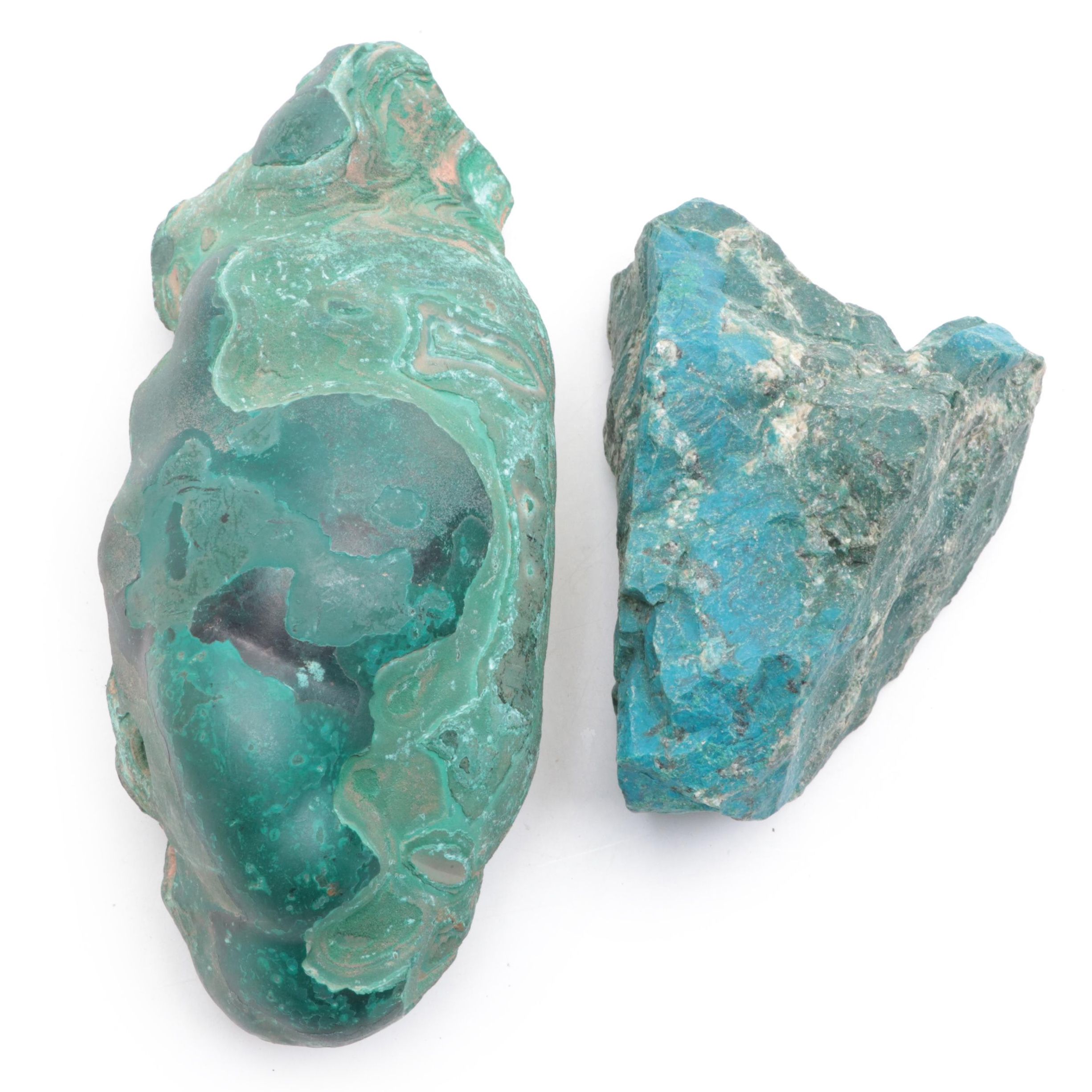 Rough Malachite and Azurmalachite Mineral Specimens