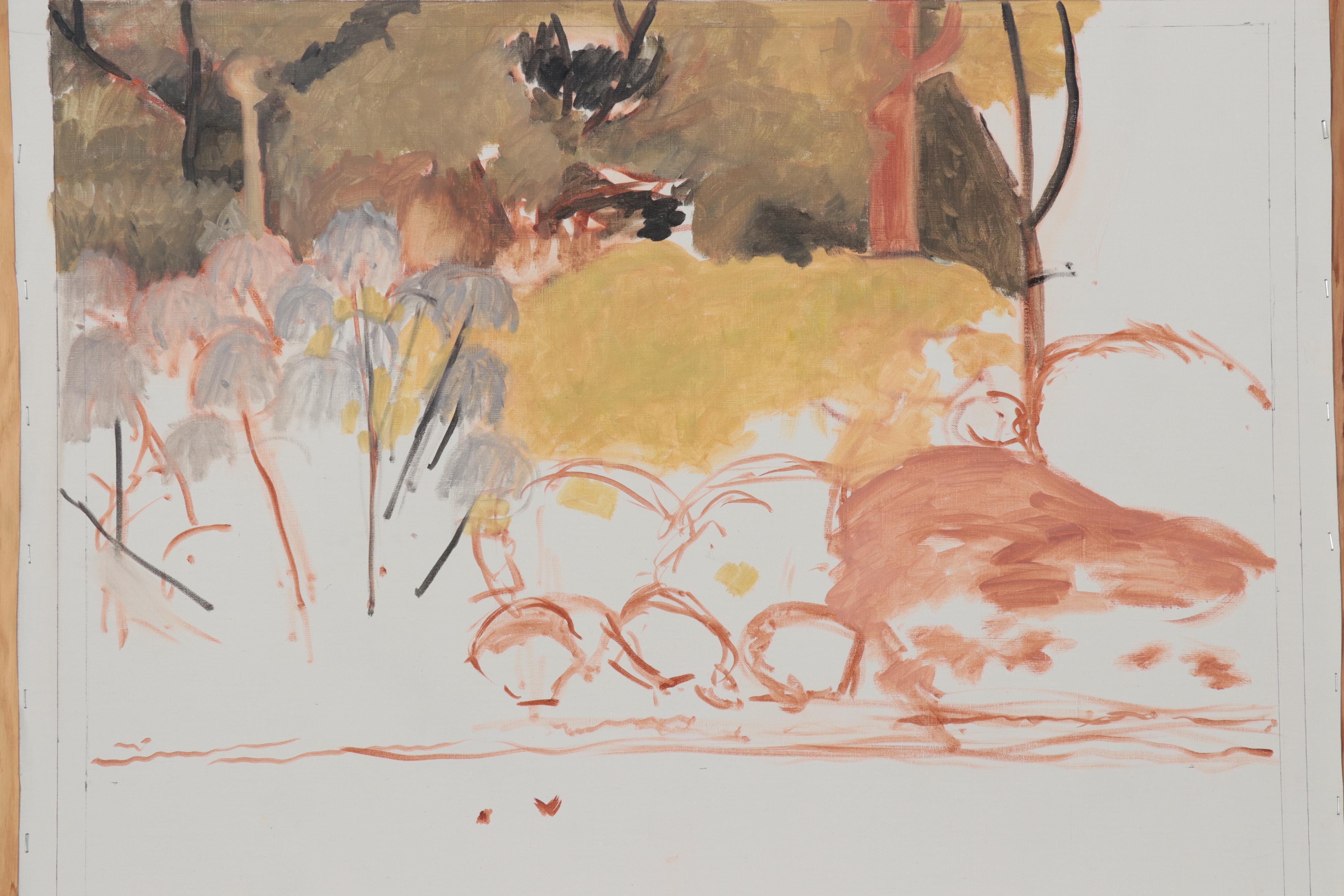 Katrina Halter Unfinished Landscape Oil and Watercolor Paintings, circa 1988