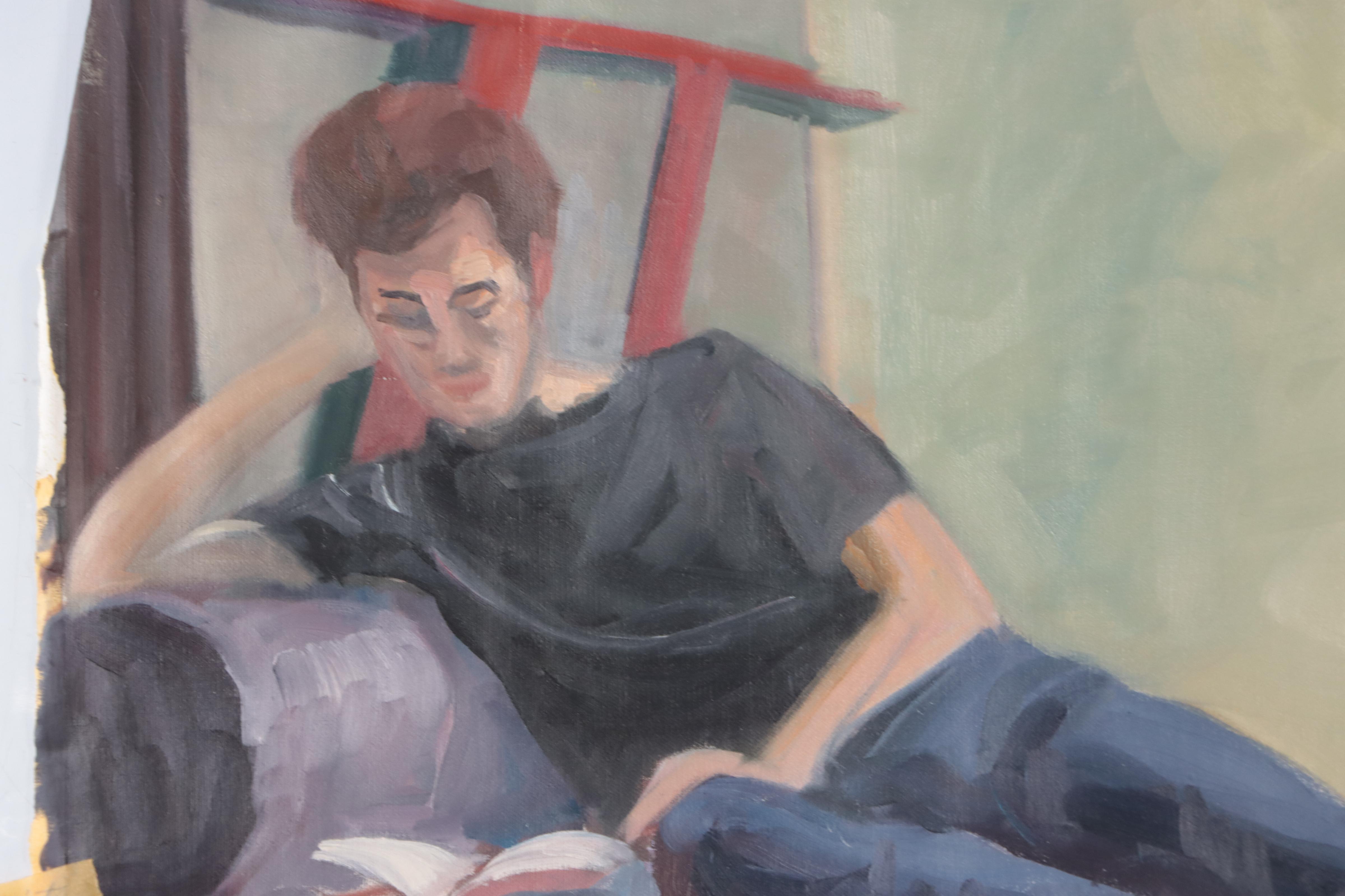 Katrina Halter Figurative Oil Painting of Couple, 1991