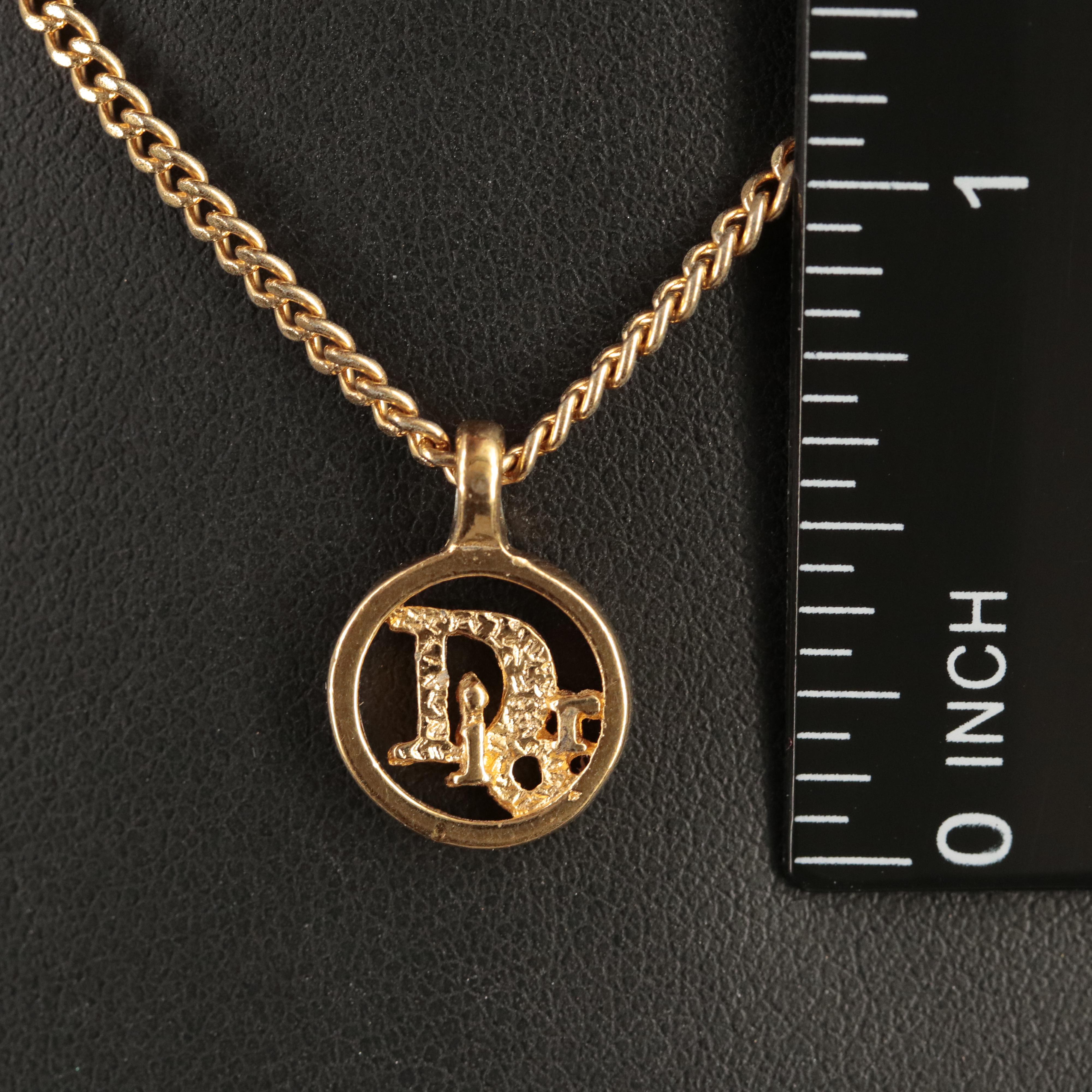 Christian Dior Logo Circle Pendant Necklace
