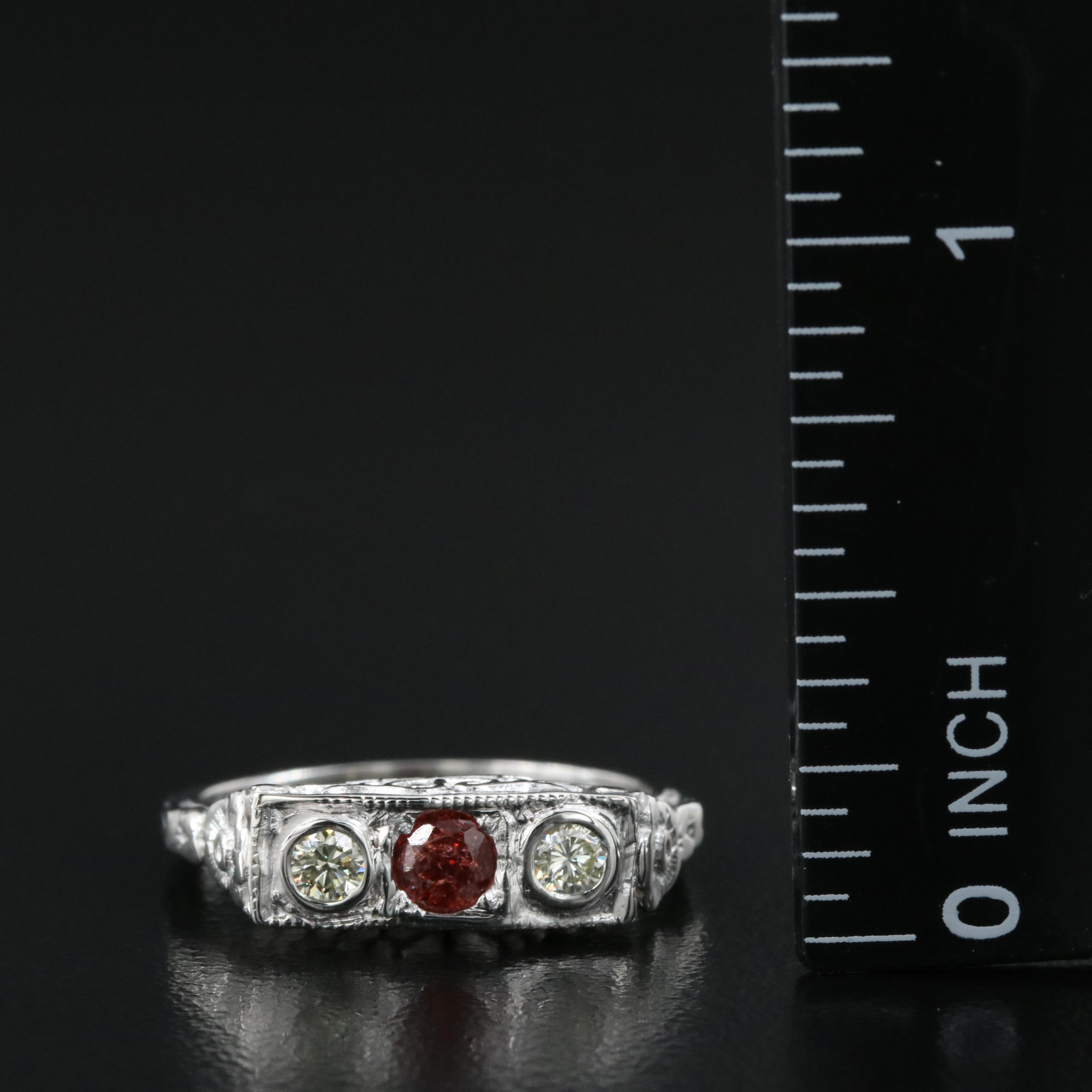 Vintage Style 14K Cubic Zirconia and Diamond Ring