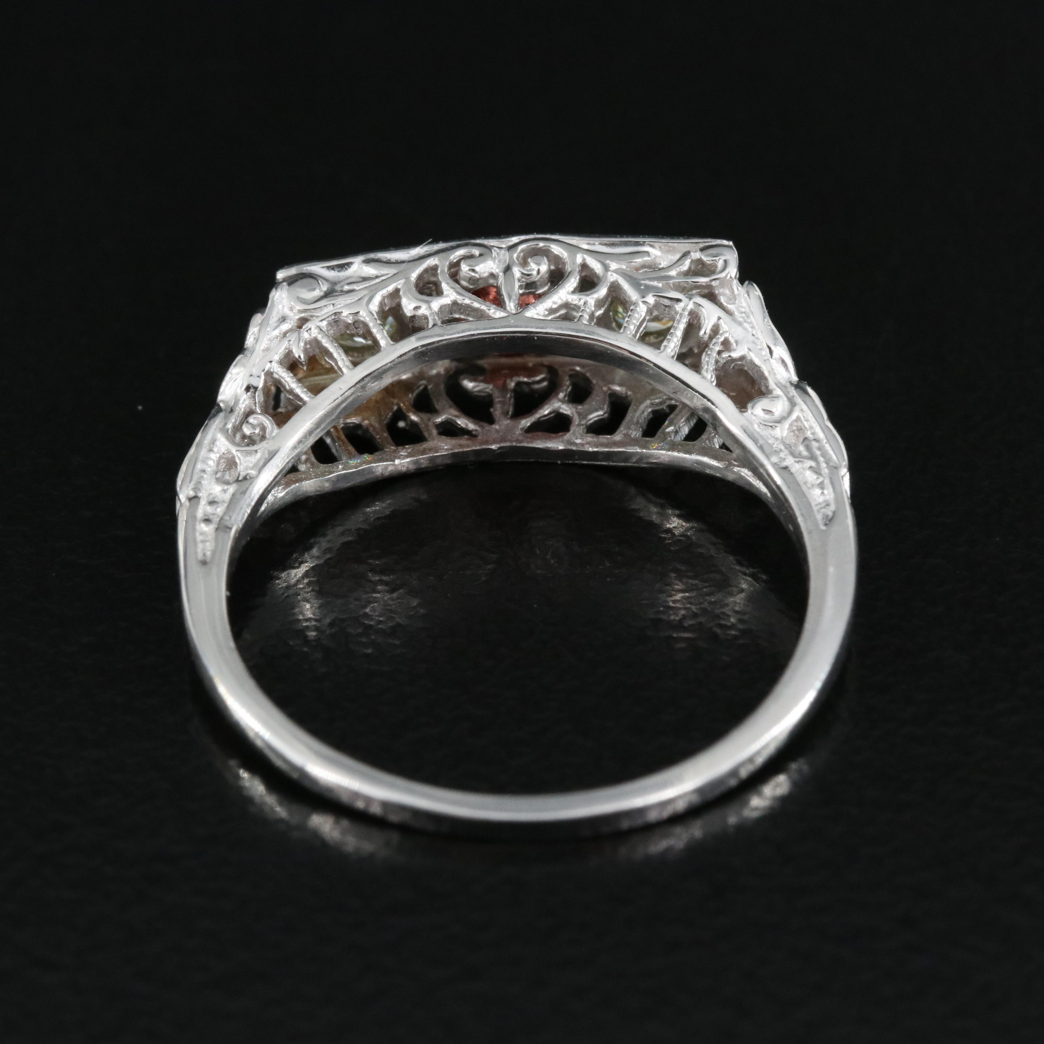 Vintage Style 14K Cubic Zirconia and Diamond Ring
