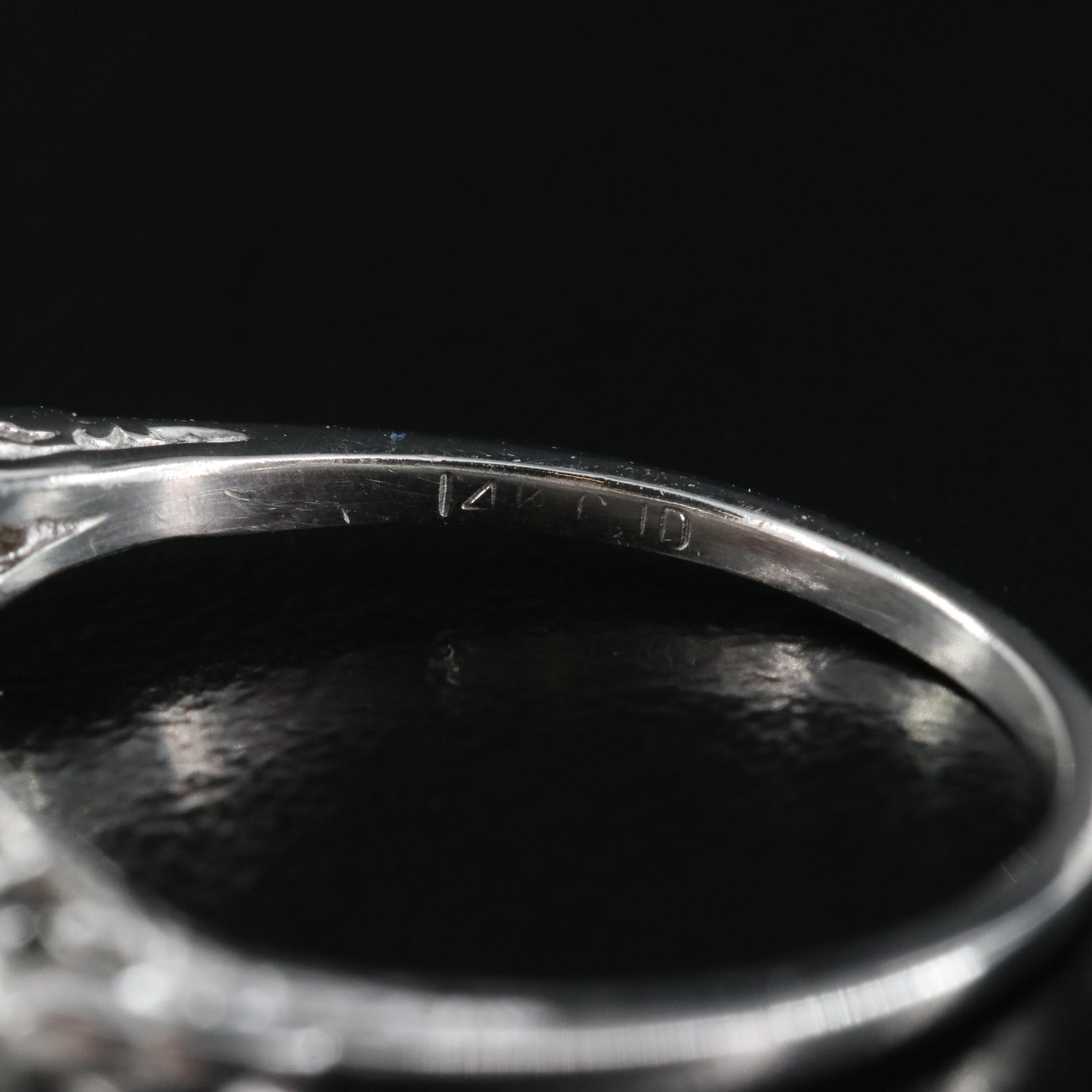 Vintage Style 14K Cubic Zirconia and Diamond Ring