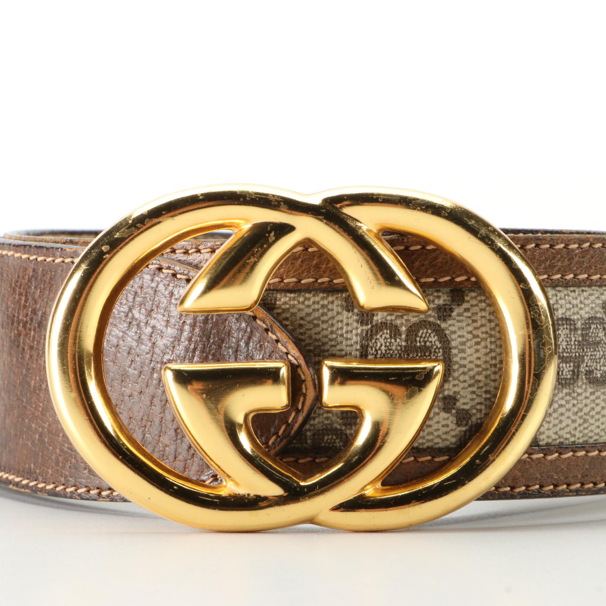Gucci Interlocking GG Belt in GG Supreme Canvas and Leather