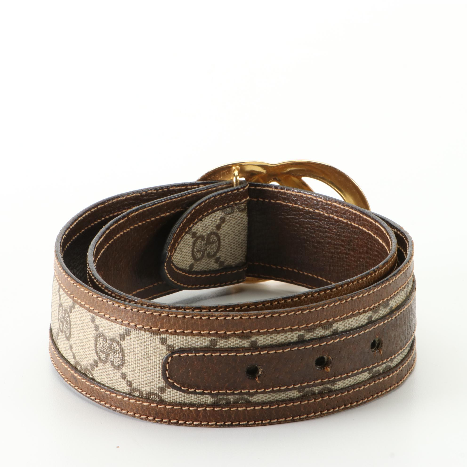 Gucci Interlocking GG Belt in GG Supreme Canvas and Leather