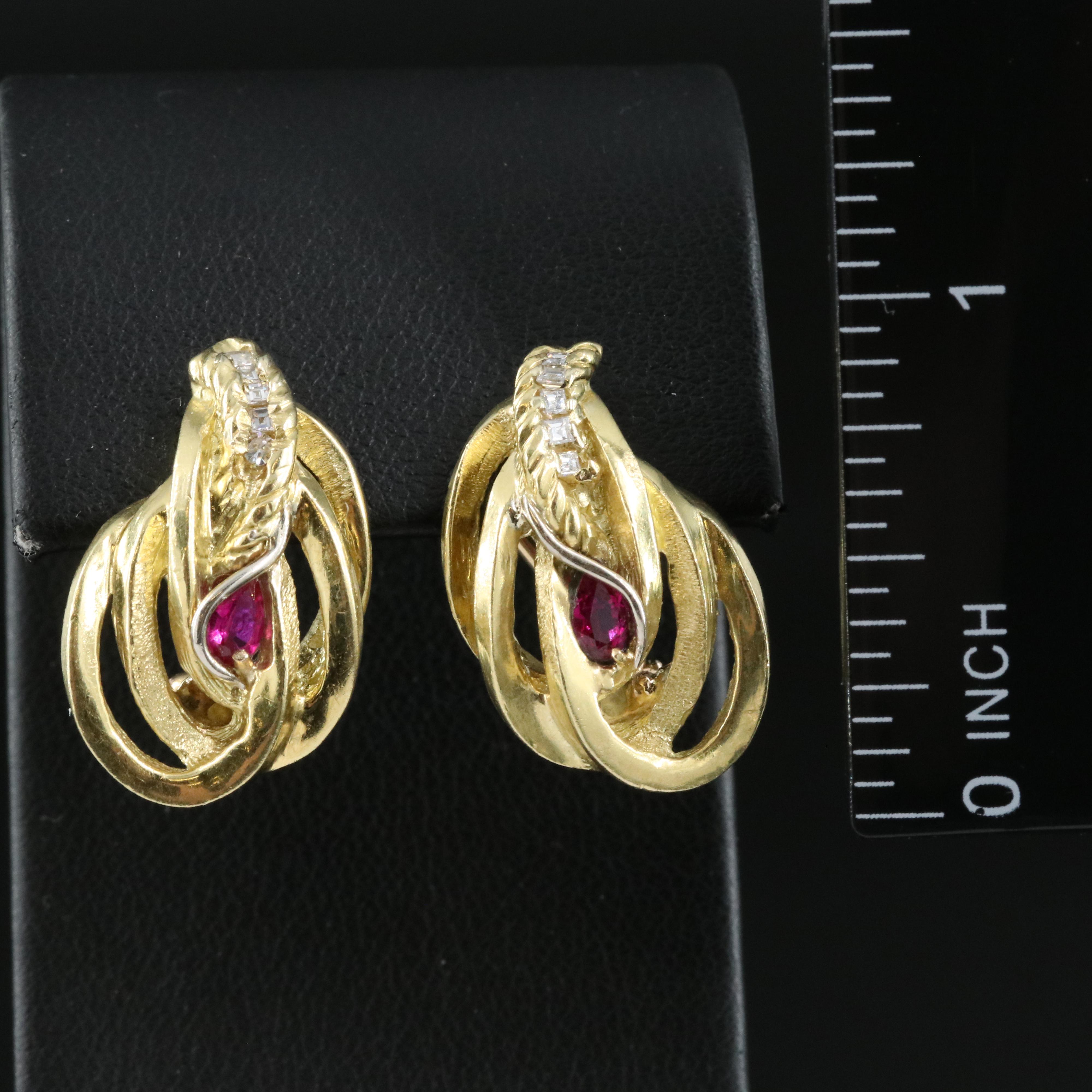 18K Ruby and Diamond Earrings