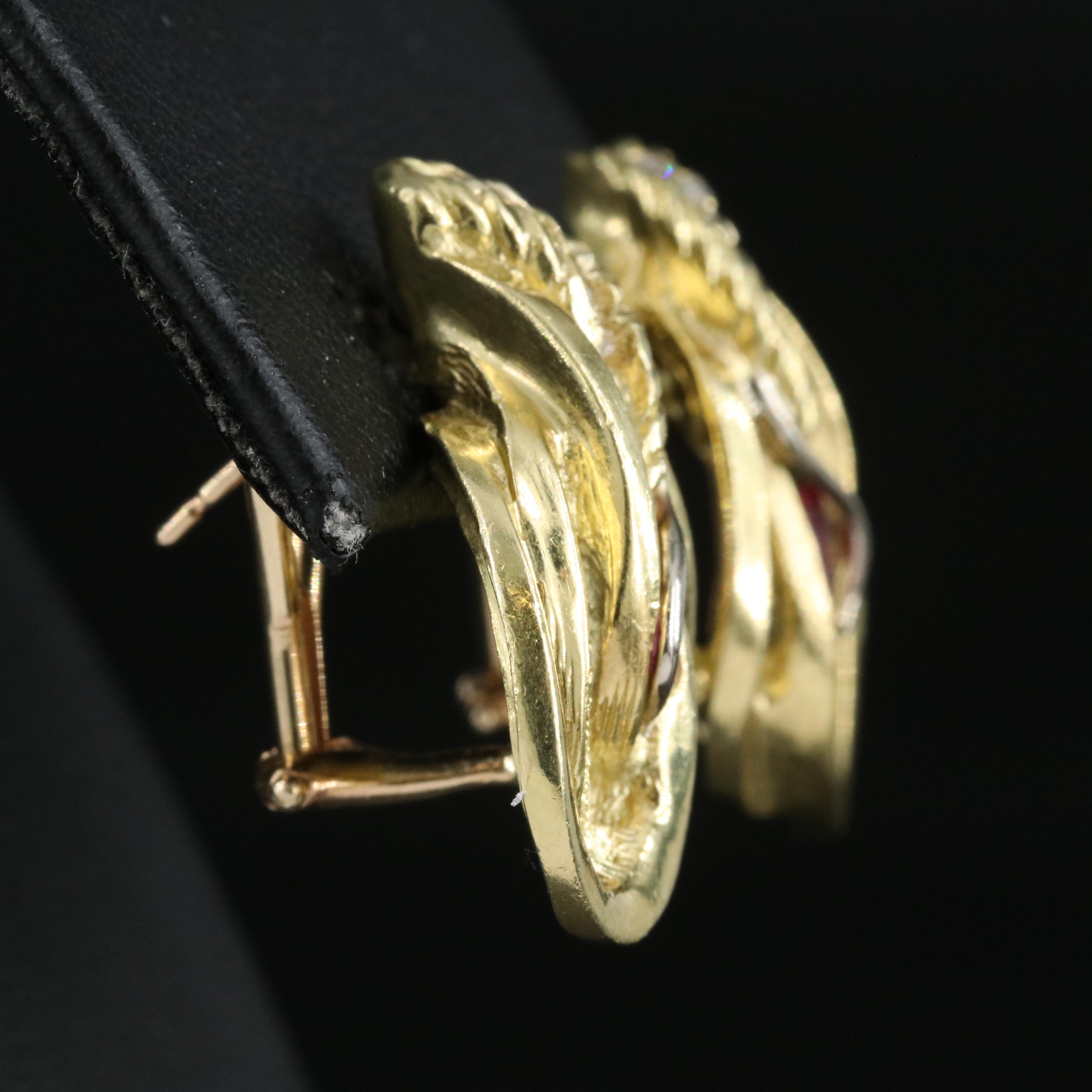 18K Ruby and Diamond Earrings