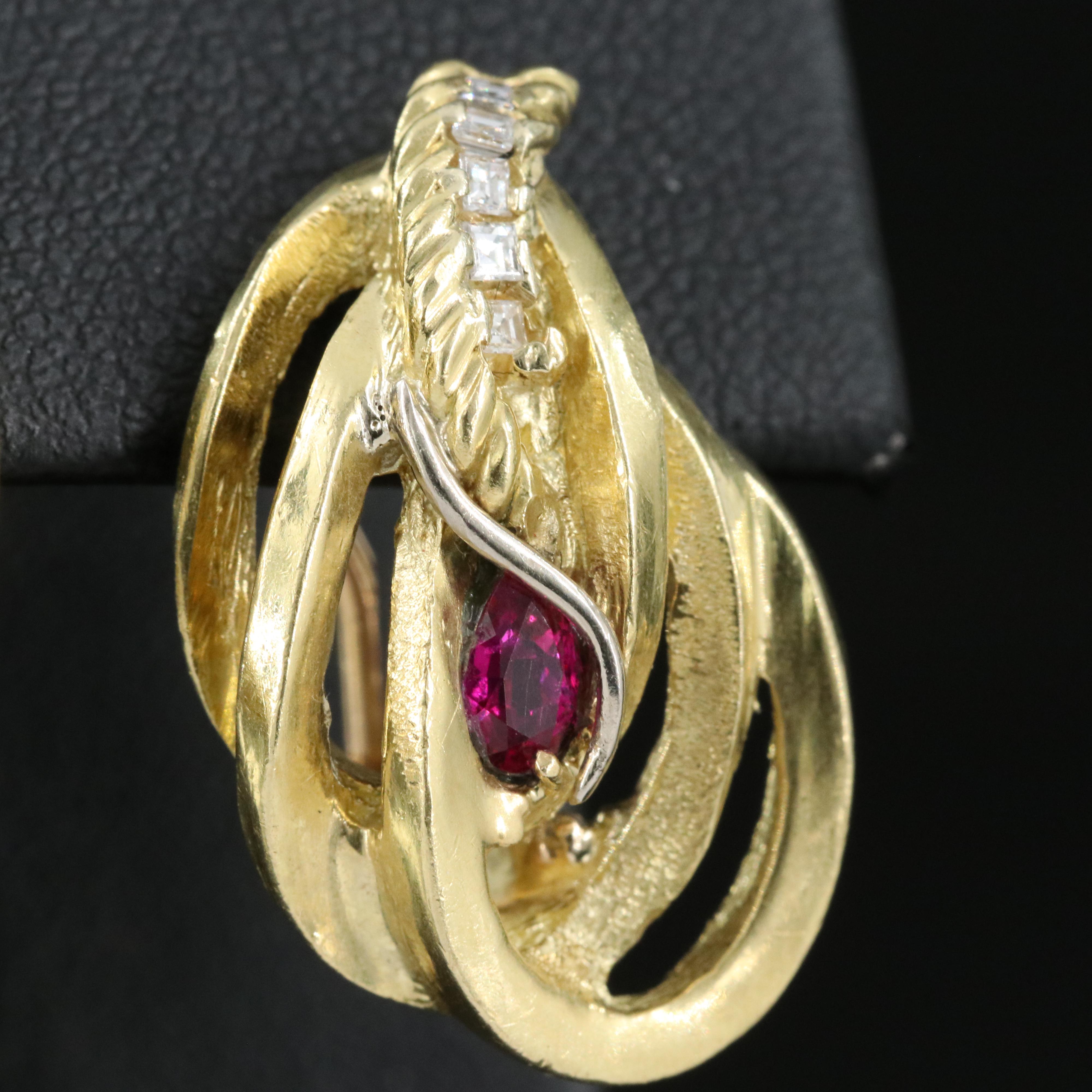 18K Ruby and Diamond Earrings