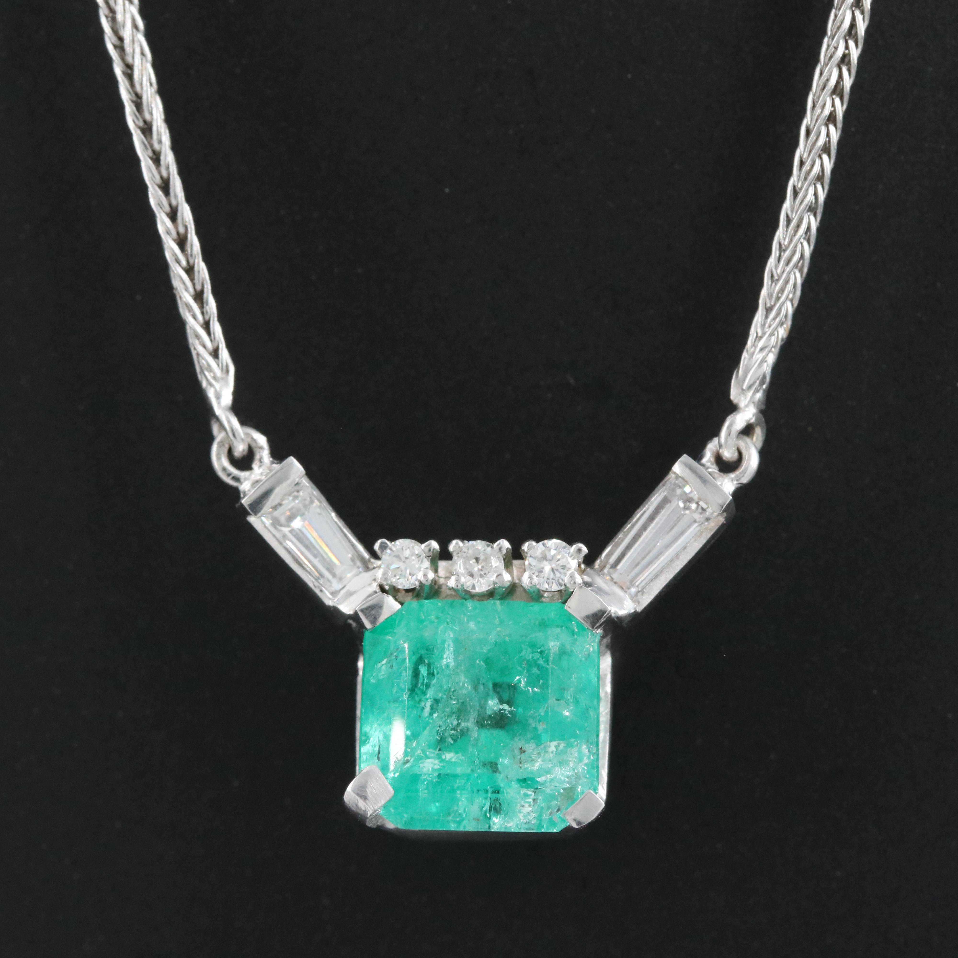 14K 2.94 CT Emerald and Diamond Necklace
