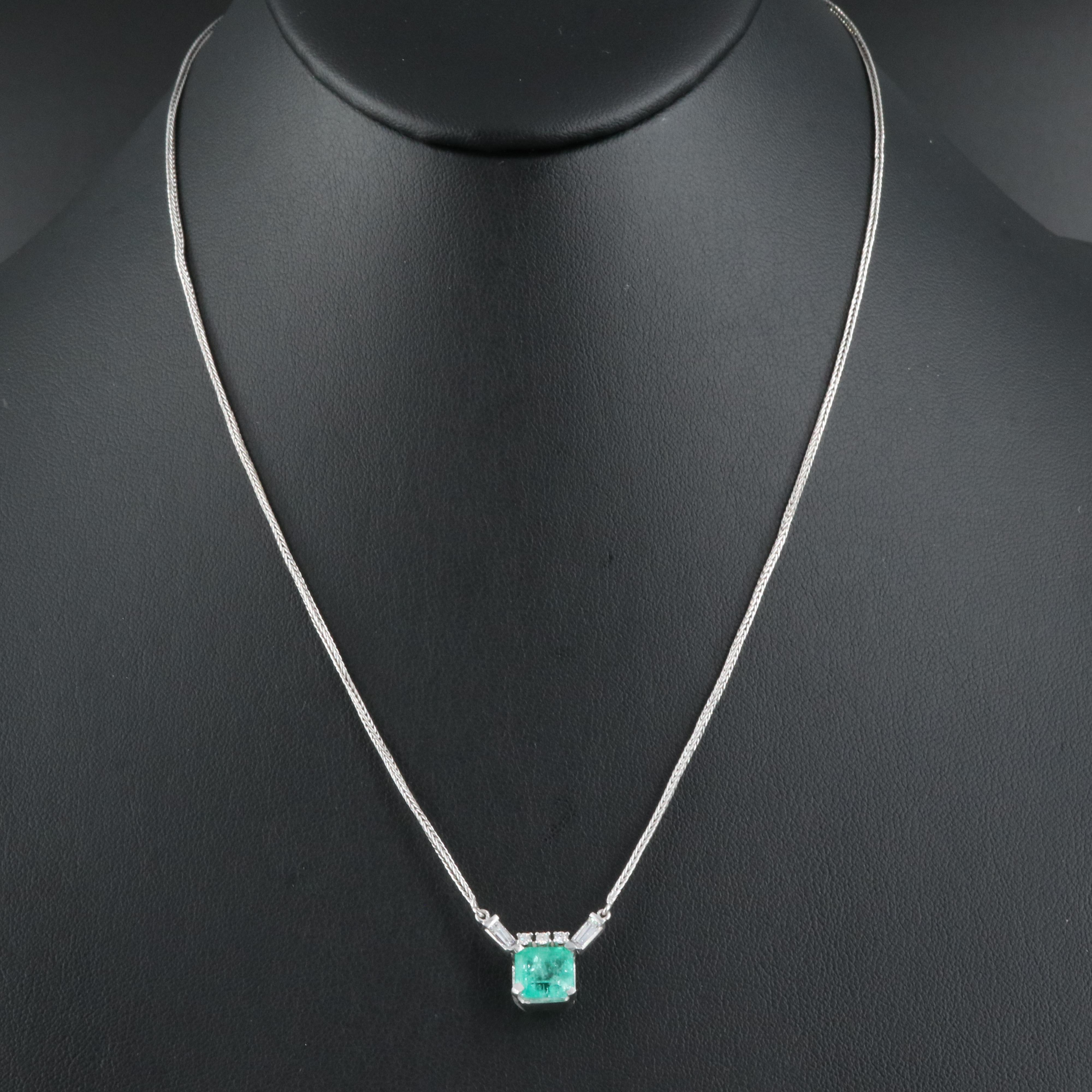 14K 2.94 CT Emerald and Diamond Necklace