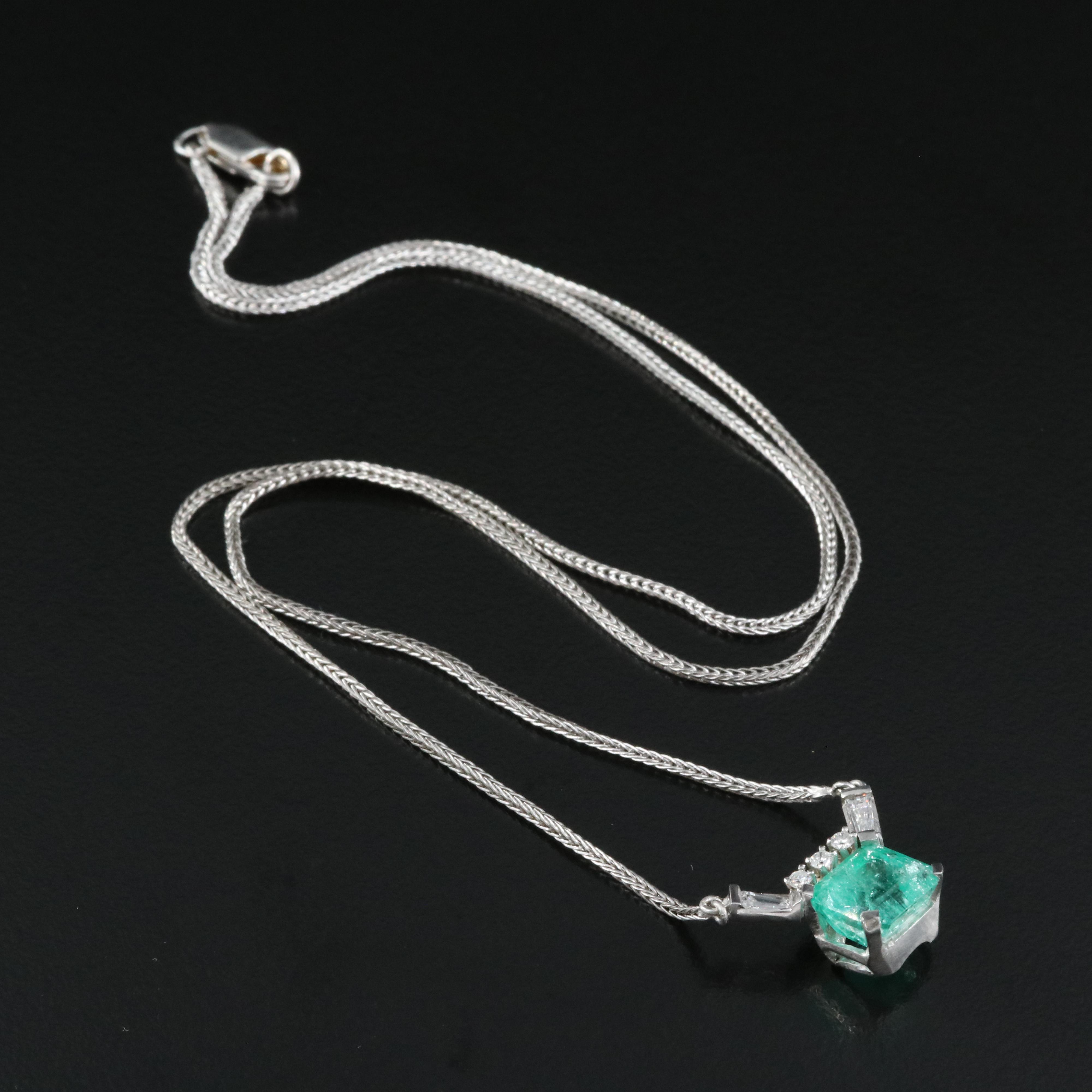 14K 2.94 CT Emerald and Diamond Necklace