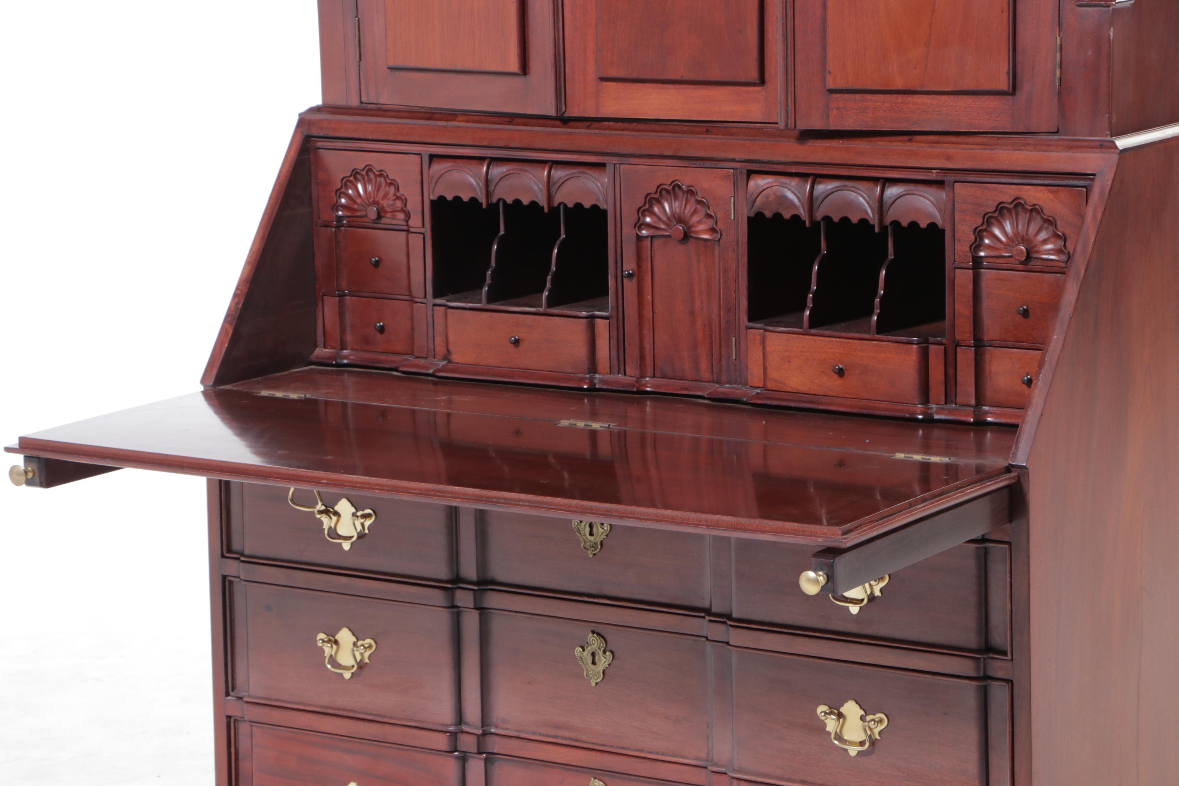 Baker Furniture Chippendale Style Mahogany Secretary Bookcase