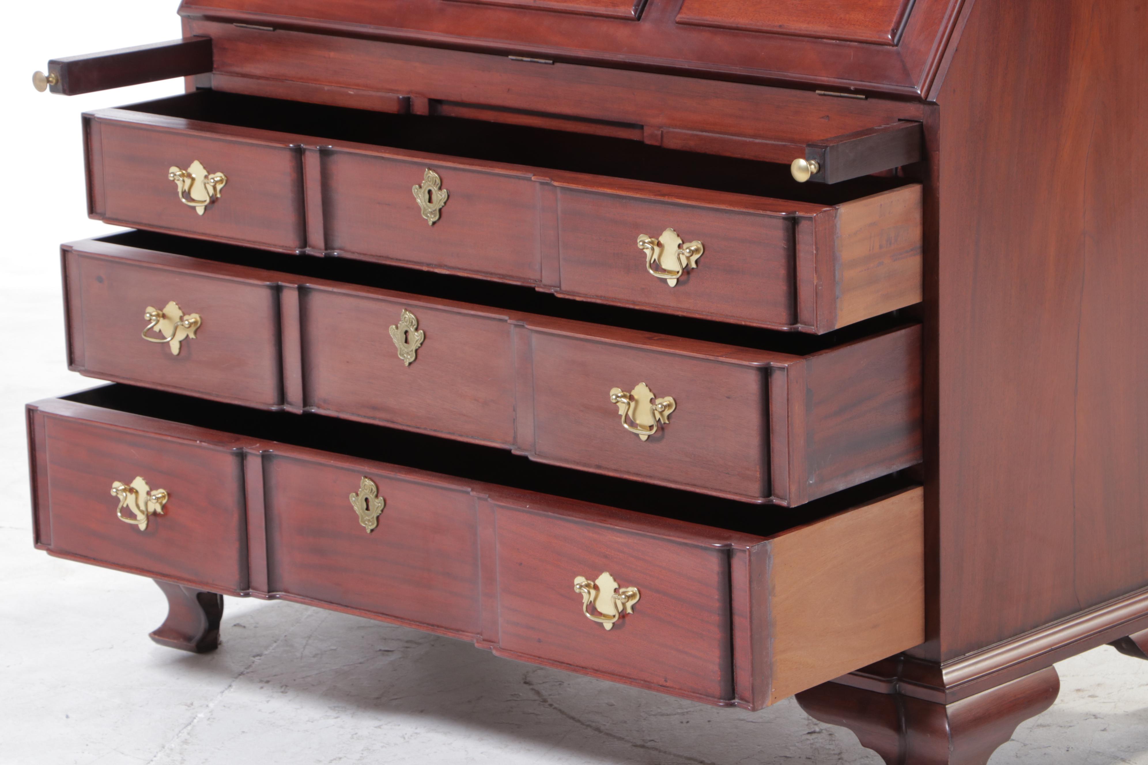 Baker Furniture Chippendale Style Mahogany Secretary Bookcase