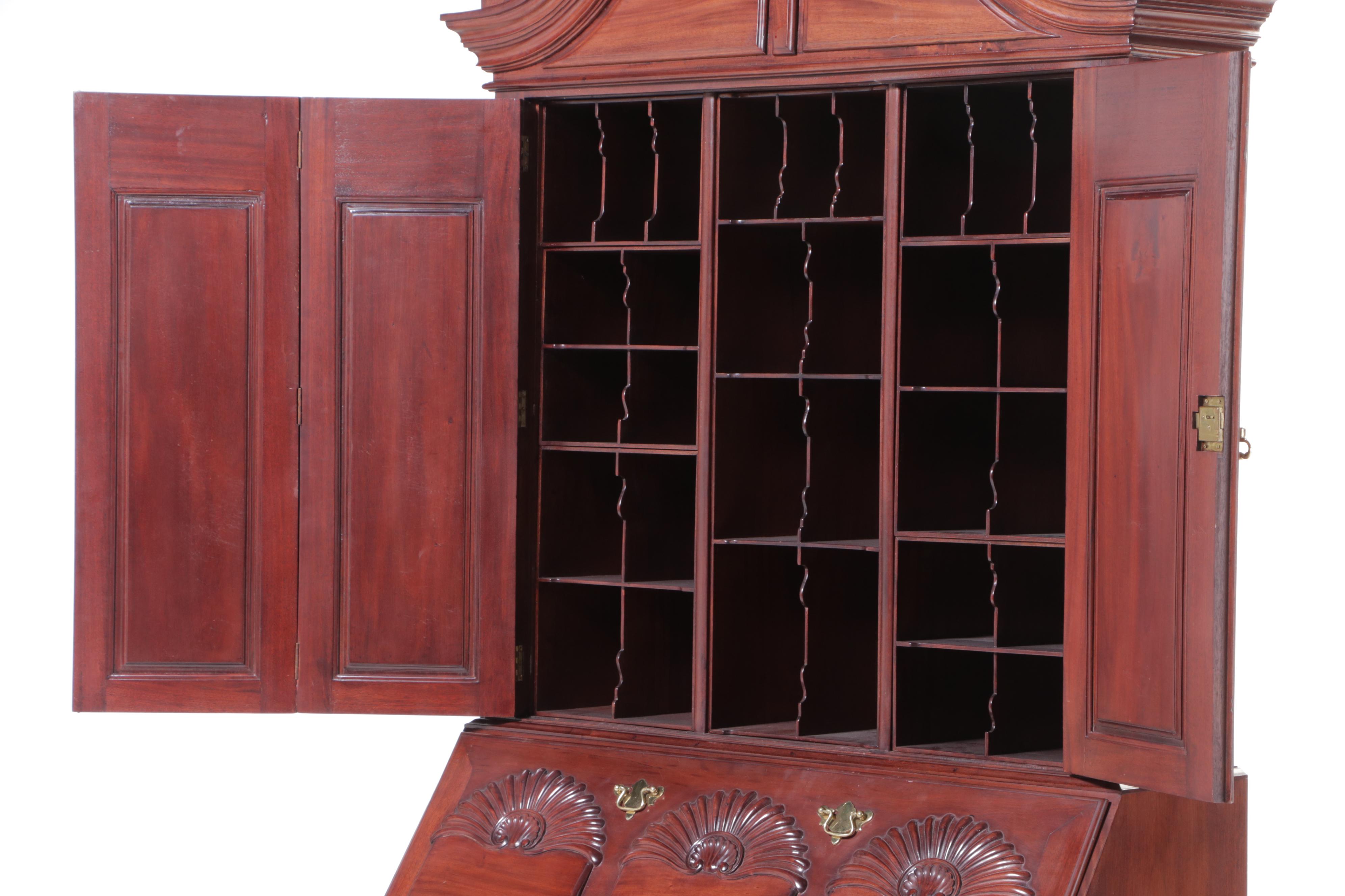 Baker Furniture Chippendale Style Mahogany Secretary Bookcase