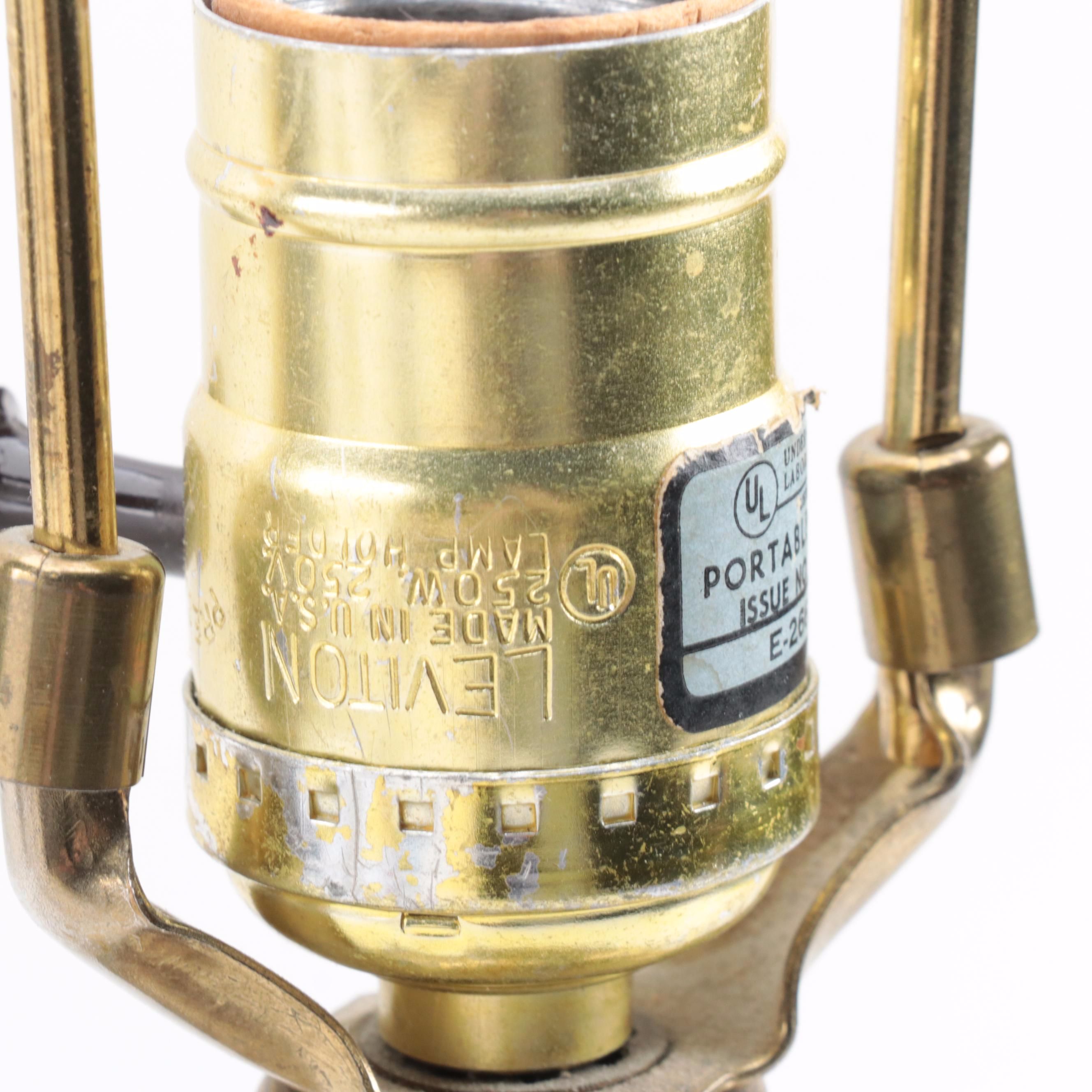 Gilt Metal and Bronzed Finish Persian Style Handled Vessel Lamp, Mid-20th C