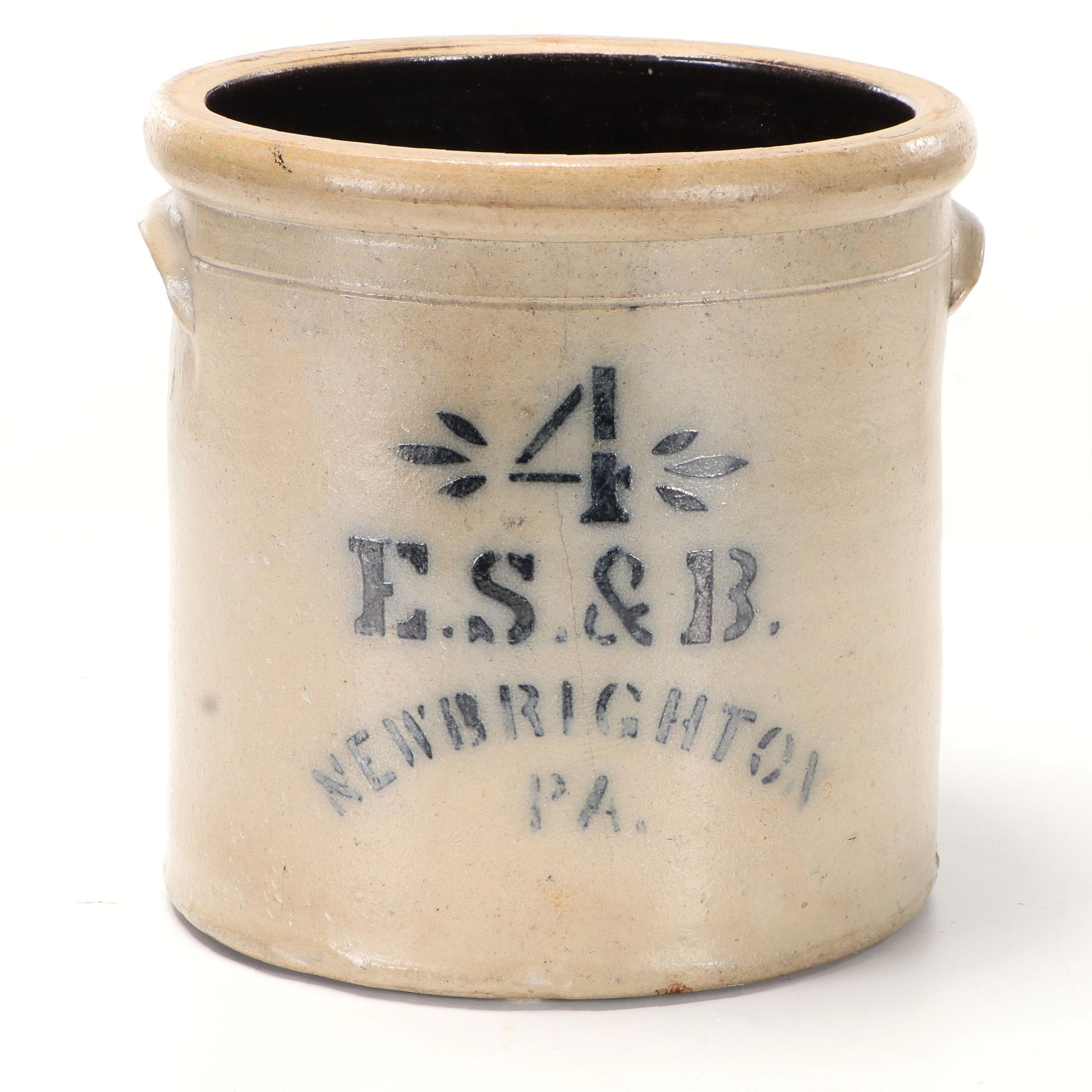 Elverson, Sherwood & Barker of Pennsylvania Salt Glazed Stoneware Crock