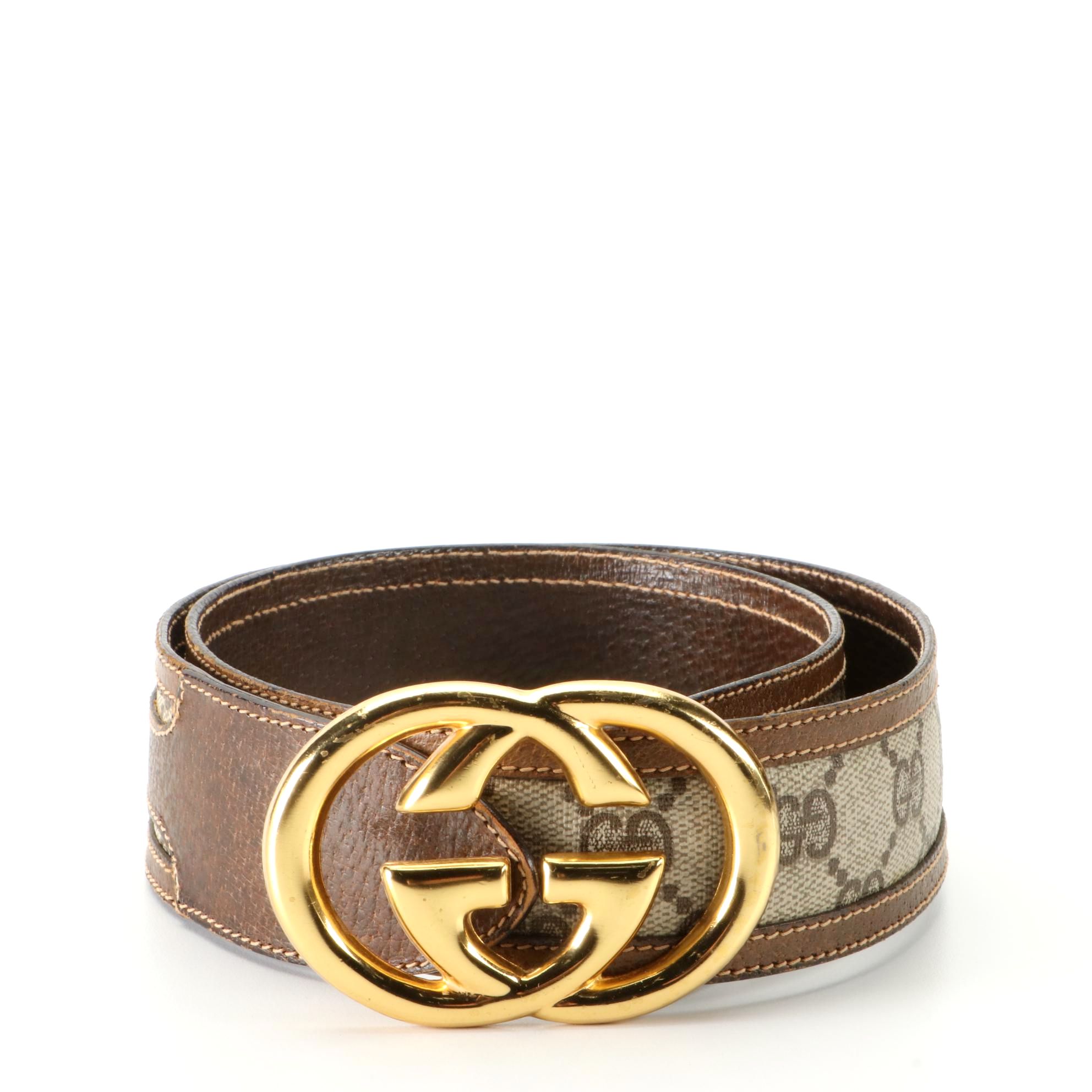 Gucci Interlocking GG Belt in GG Supreme Canvas and Leather
