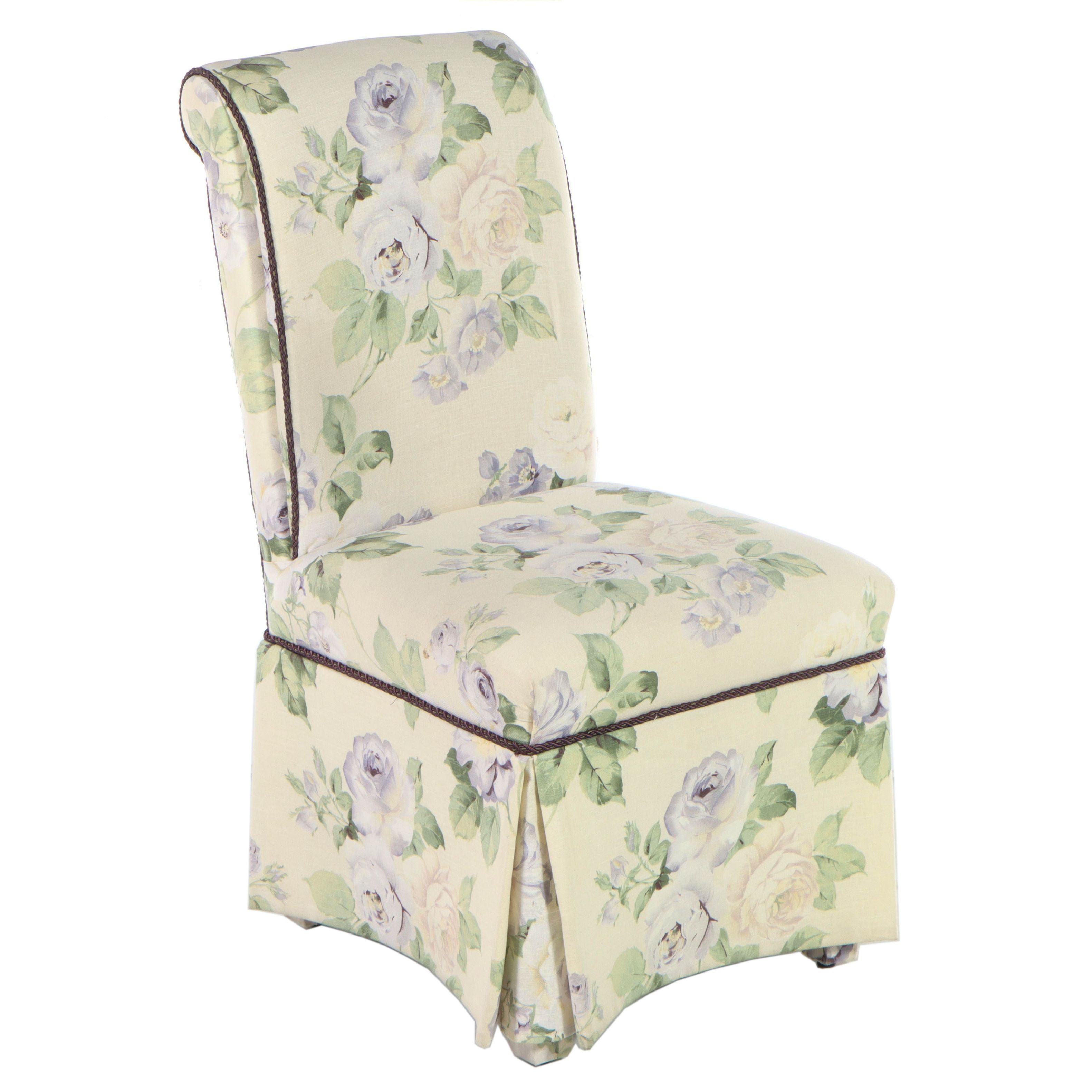 Custom-Upholstered Floral Slipper Chair