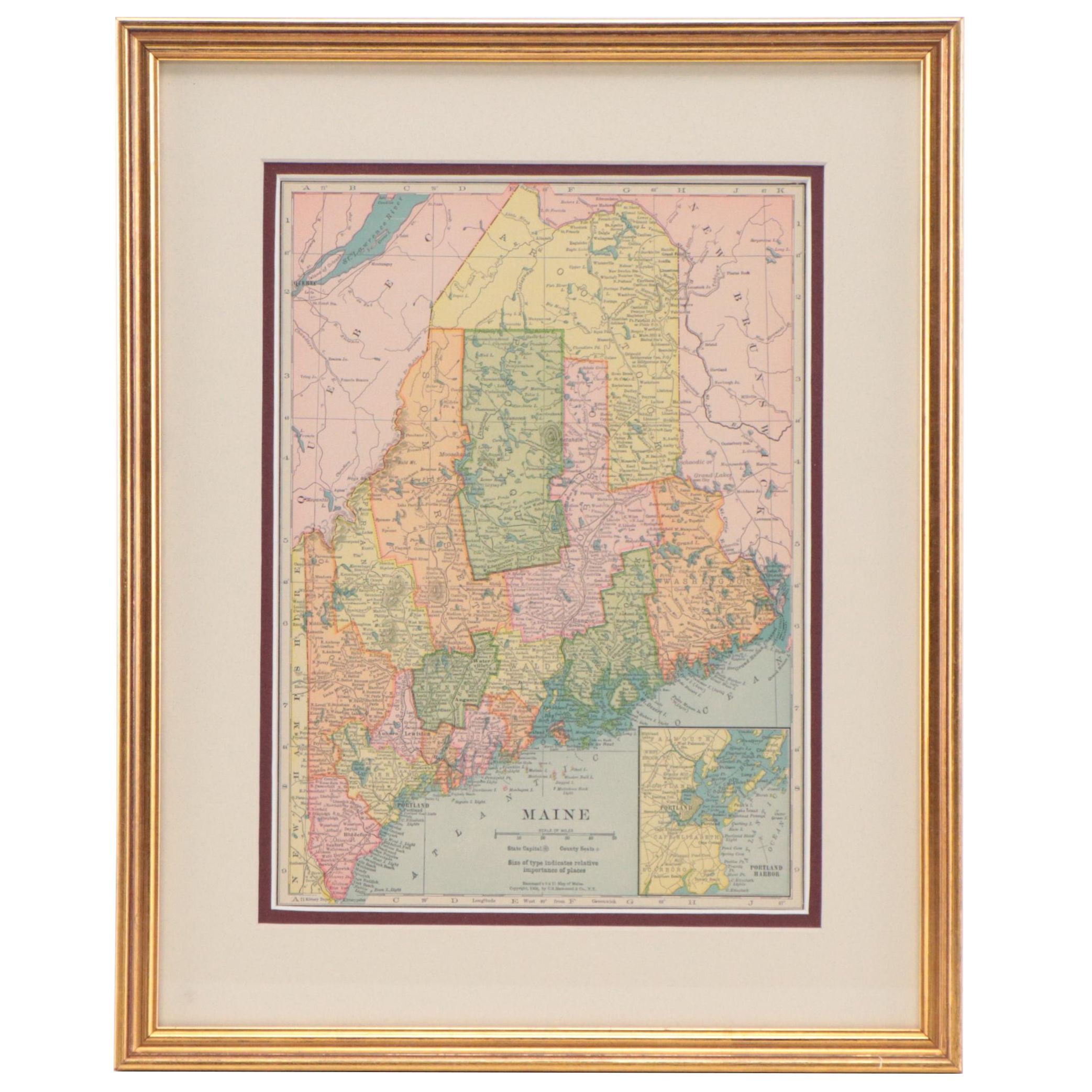 C. S. Hammond & Co. Wax Engraving Map "Maine," 1909
