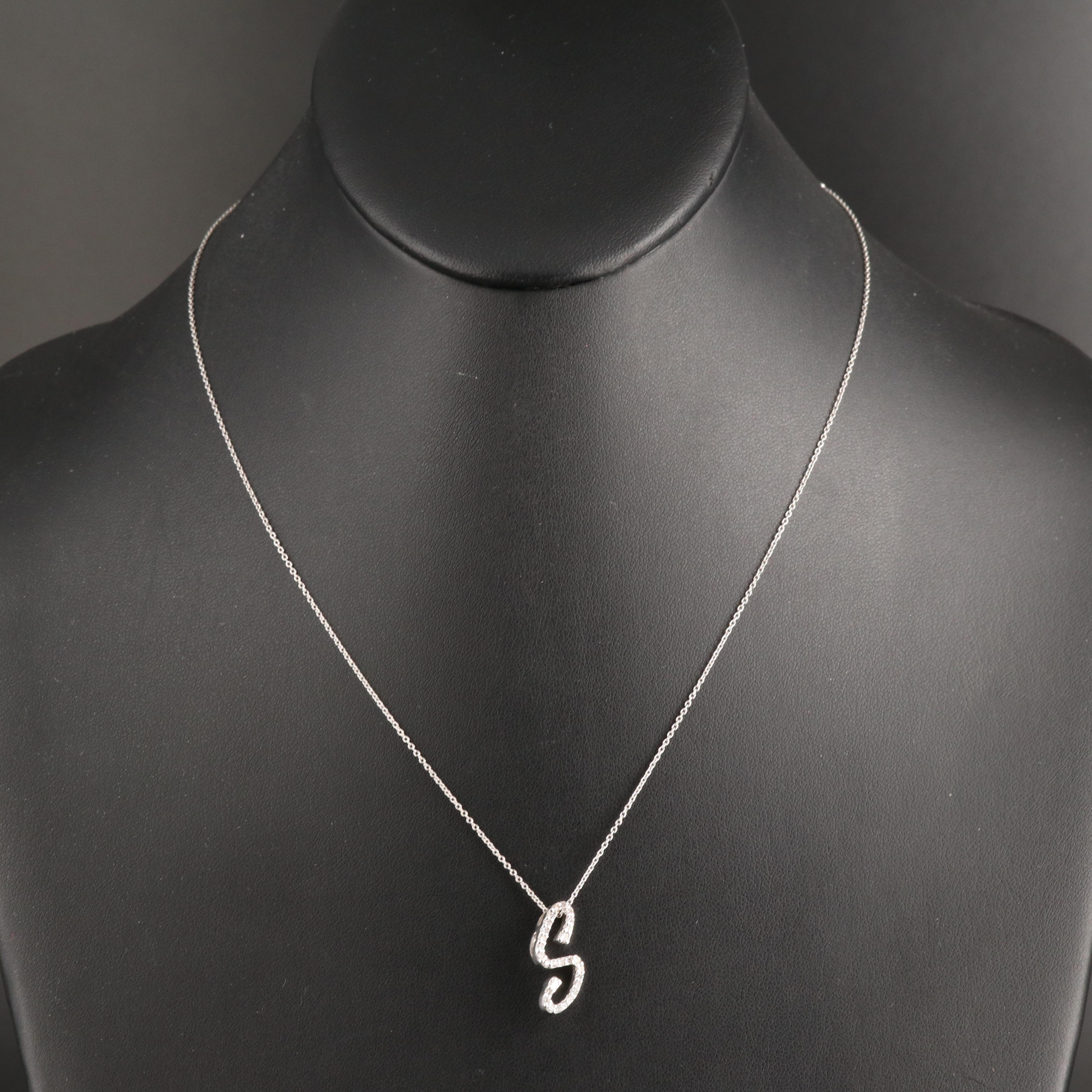 Roberto Coin 18K 0.56 CTW Diamond "S" Initial Pendant Necklace