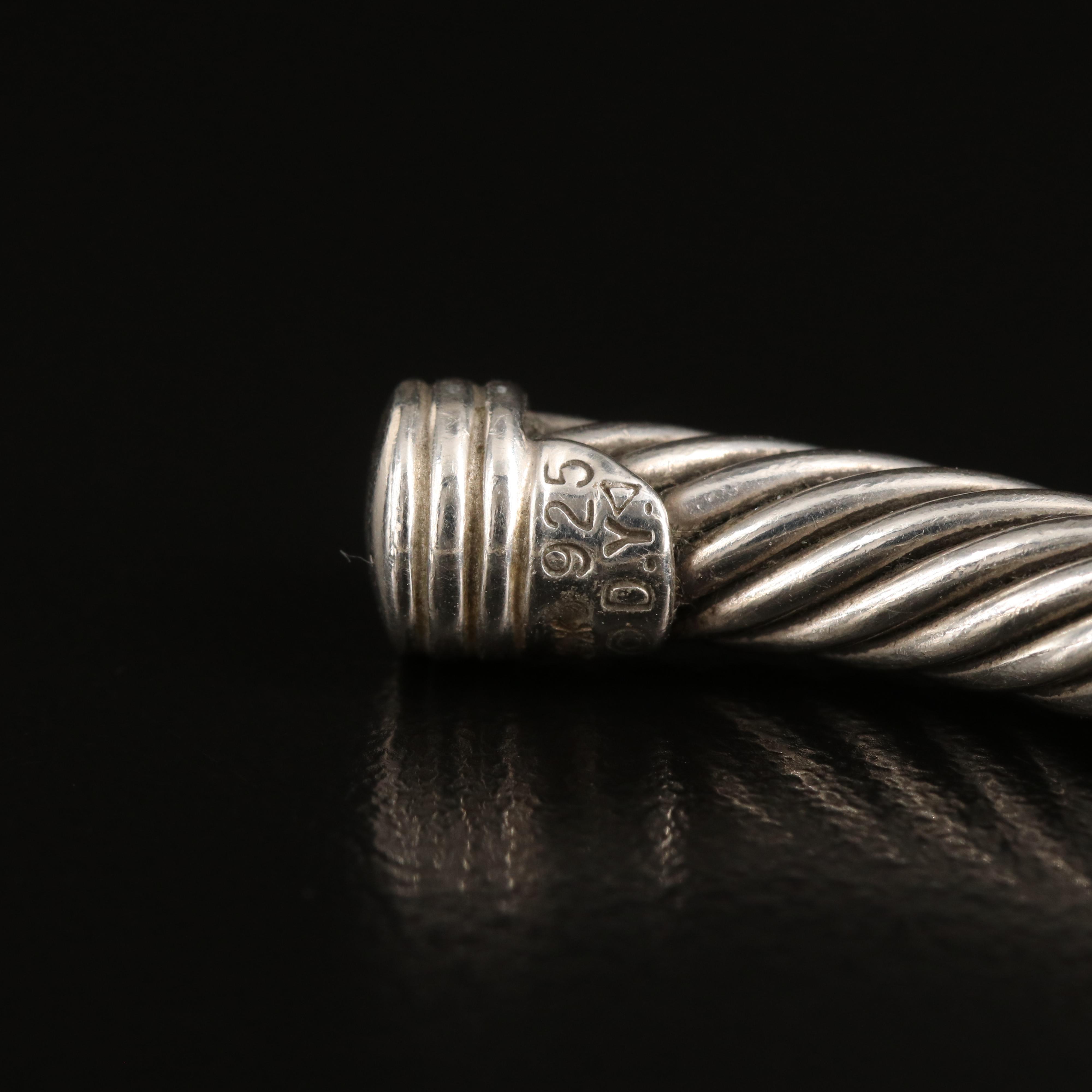 David Yurman "Classic Cable" Sterling Diamond Cuff with 18K Accent