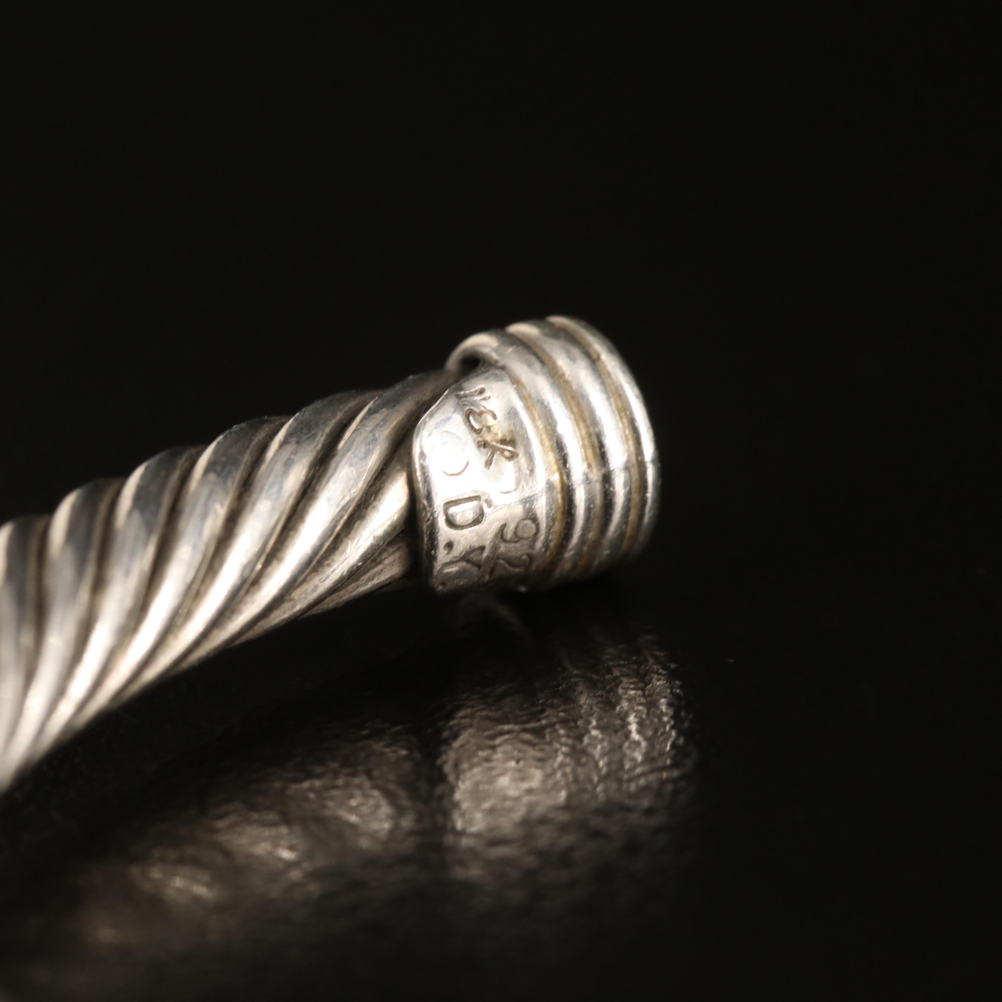 David Yurman "Classic Cable" Sterling Diamond Cuff with 18K Accent