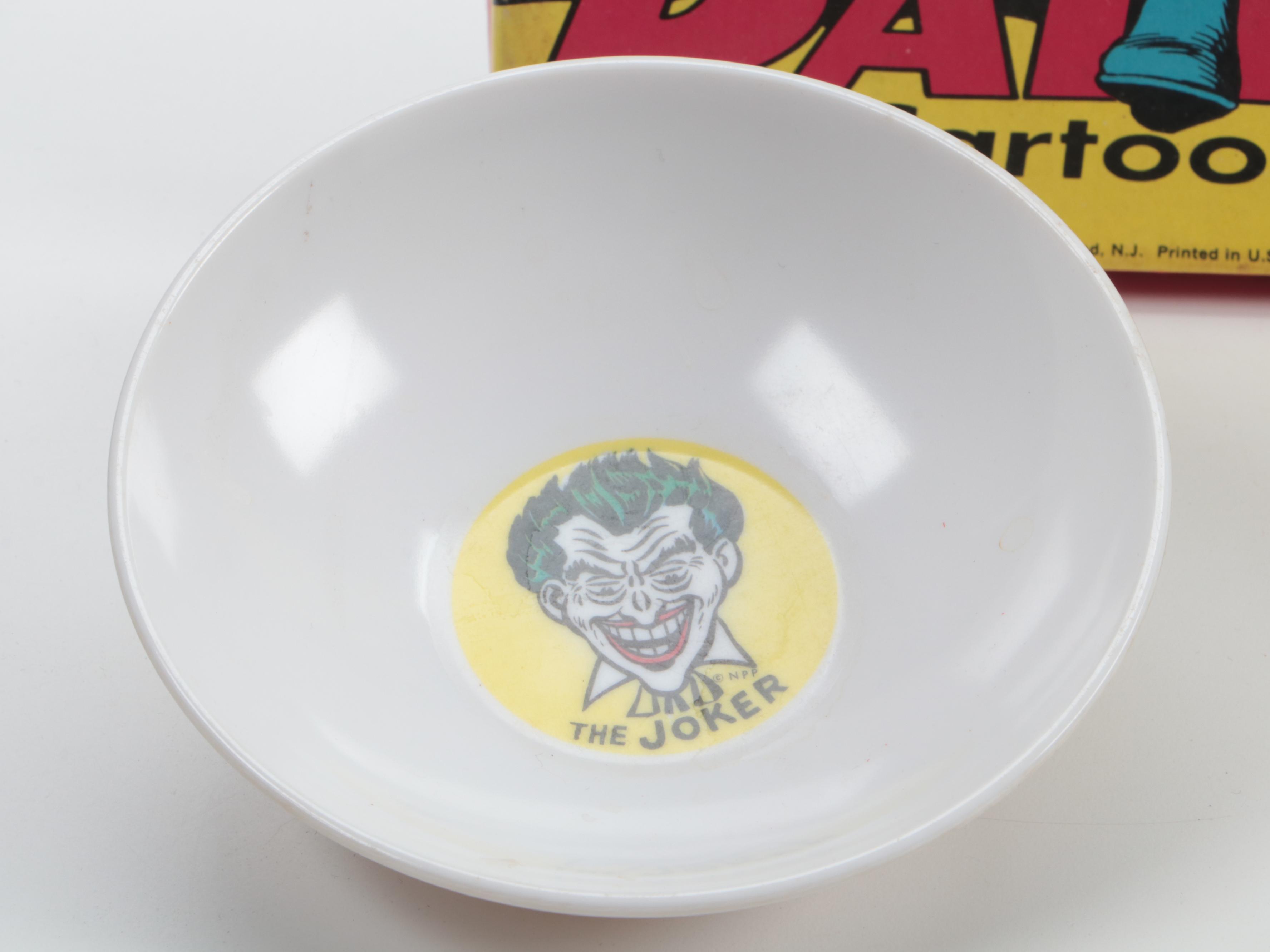 Batman Cartoon Kit and Model Batmobile with The Joker Bowl, Late 20th Century
