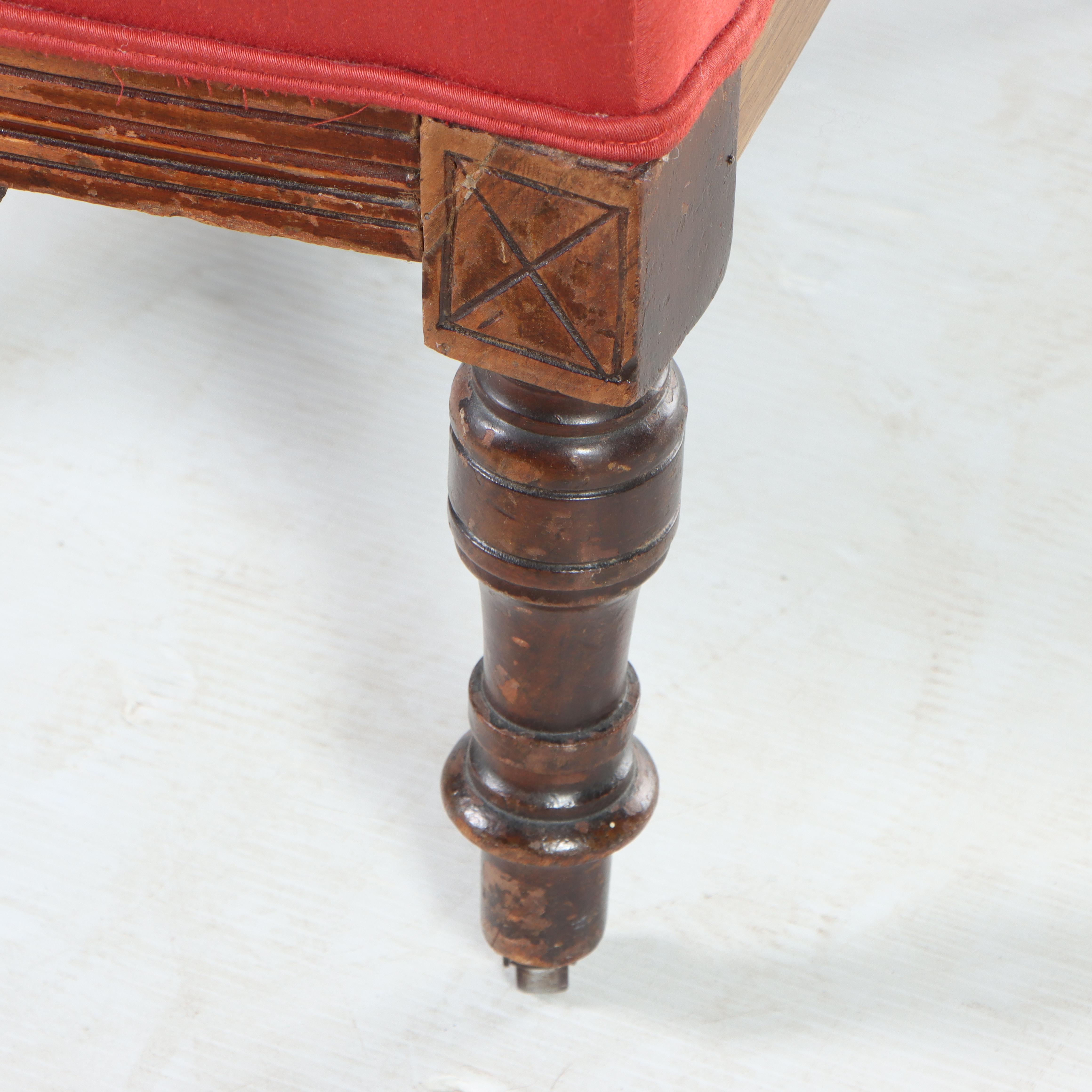 Victorian Carved Walnut and Custom-Upholstered Armchair, Late 19th Century