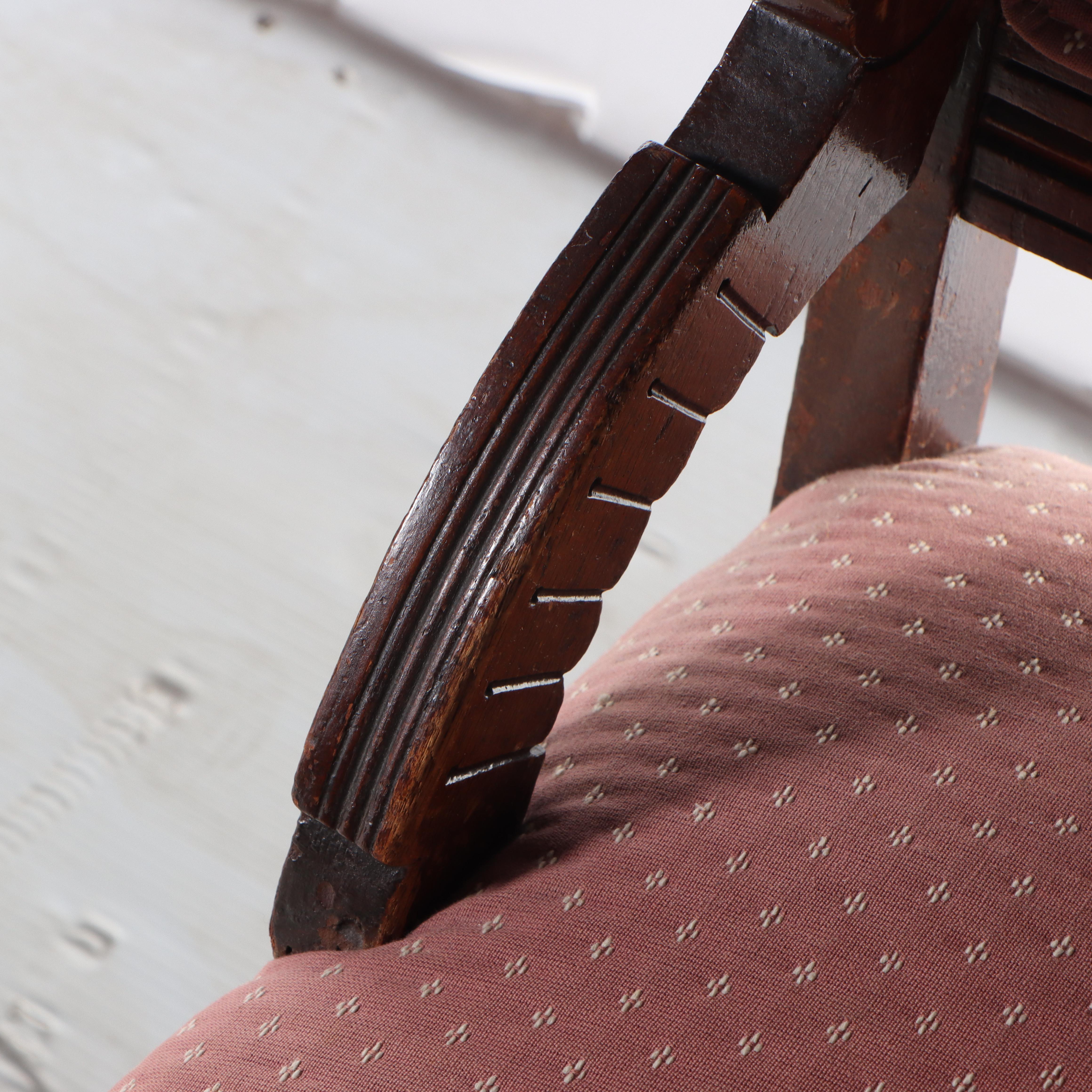 Pair of Victorian Carved Walnut and Custom-Upholstered Side Chairs