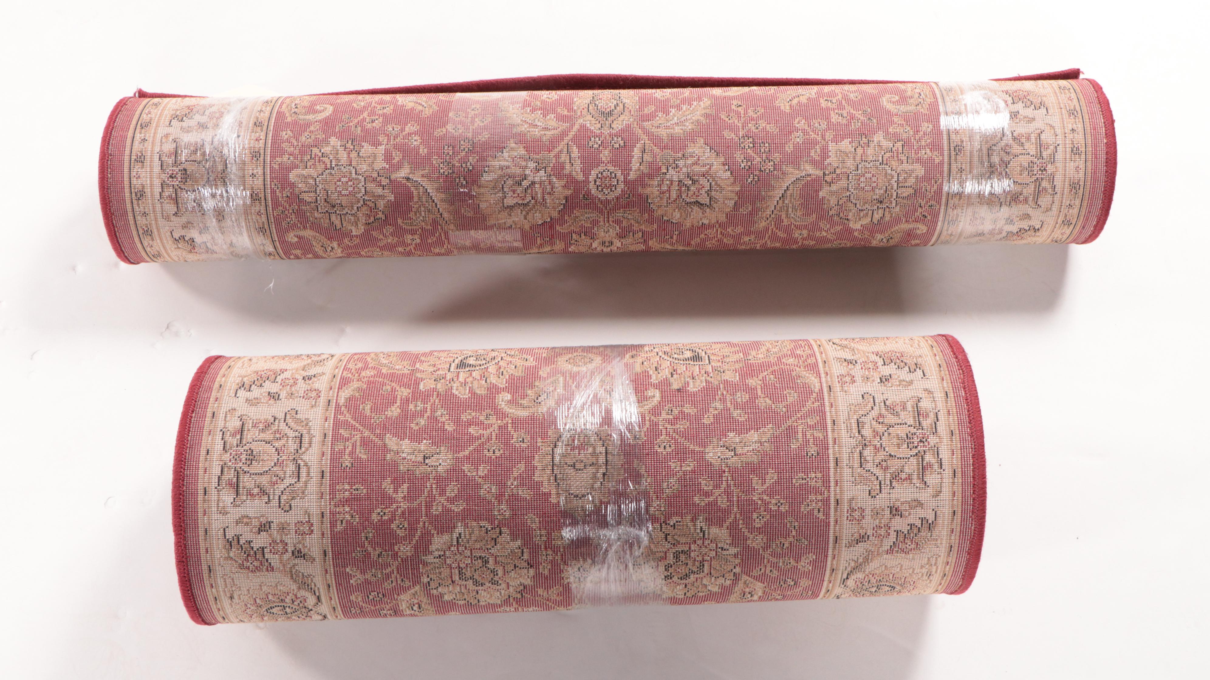 Two Machine Made Kenneth Mink Kashan Style Runner and Accent Rugs