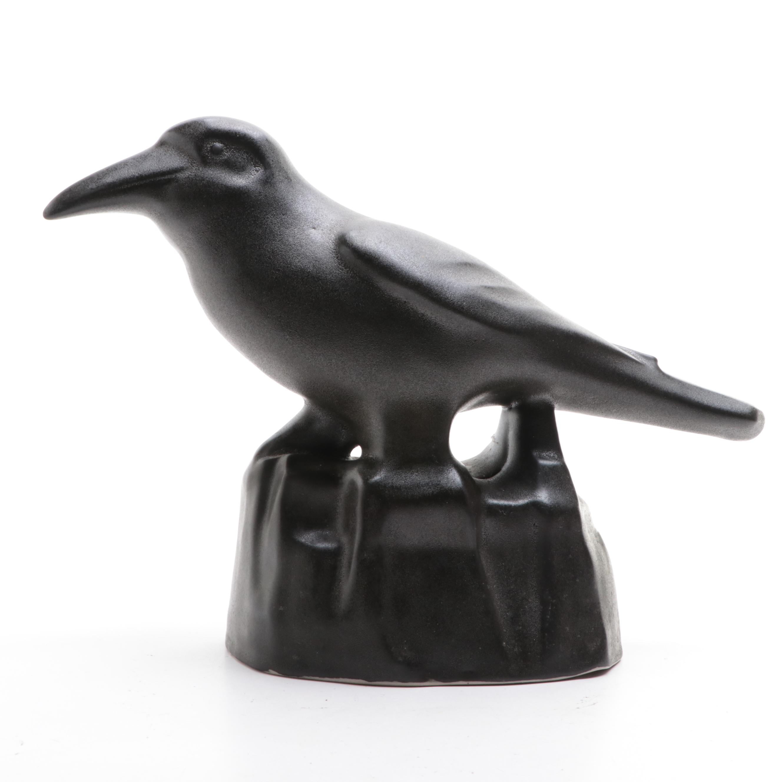 Douglas Ferguson Pottery Black Crow Figurine, Late 20th Century