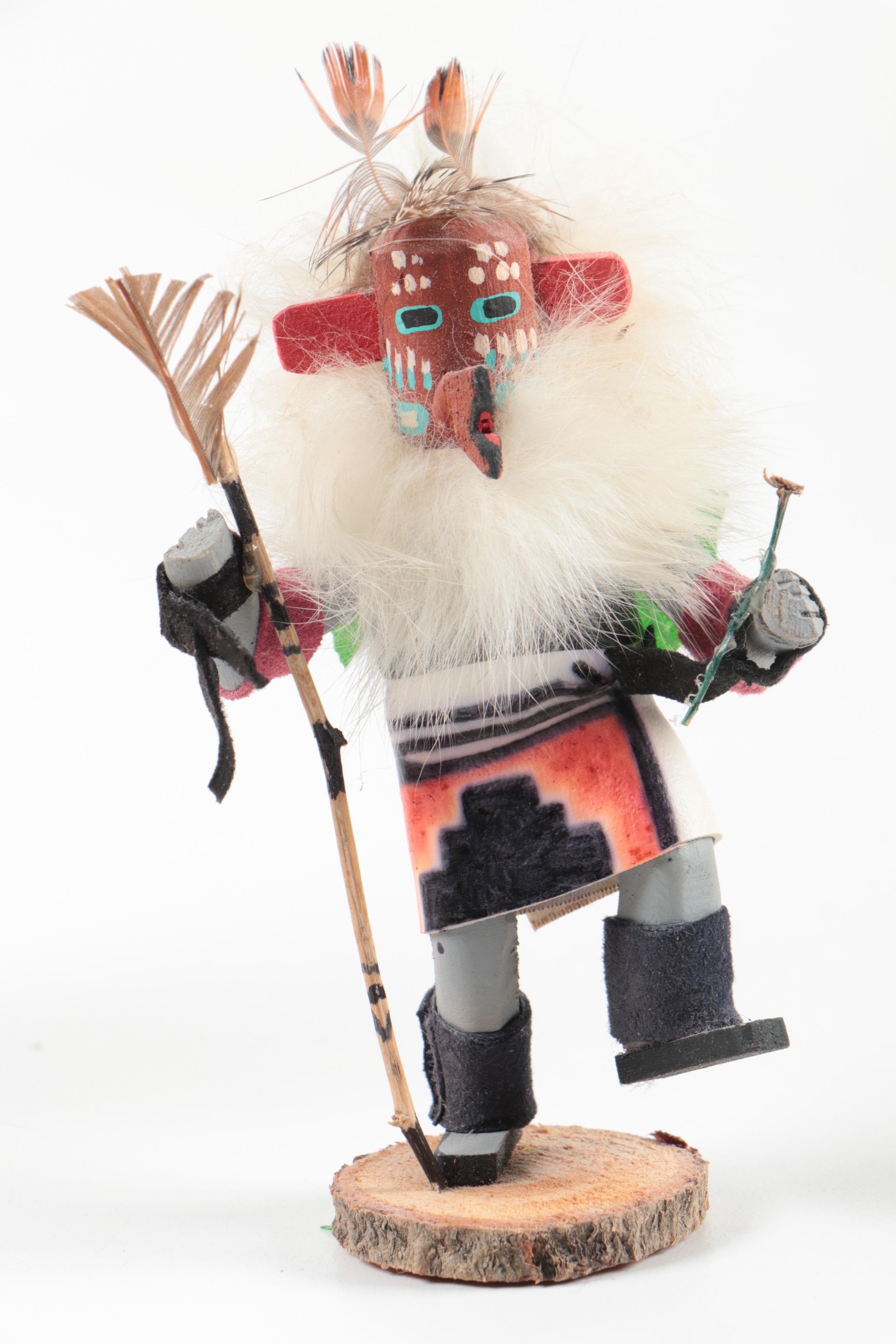 Larry and Helen Livingston "Mustard Greens" Kachina With Other Kachina Dolls