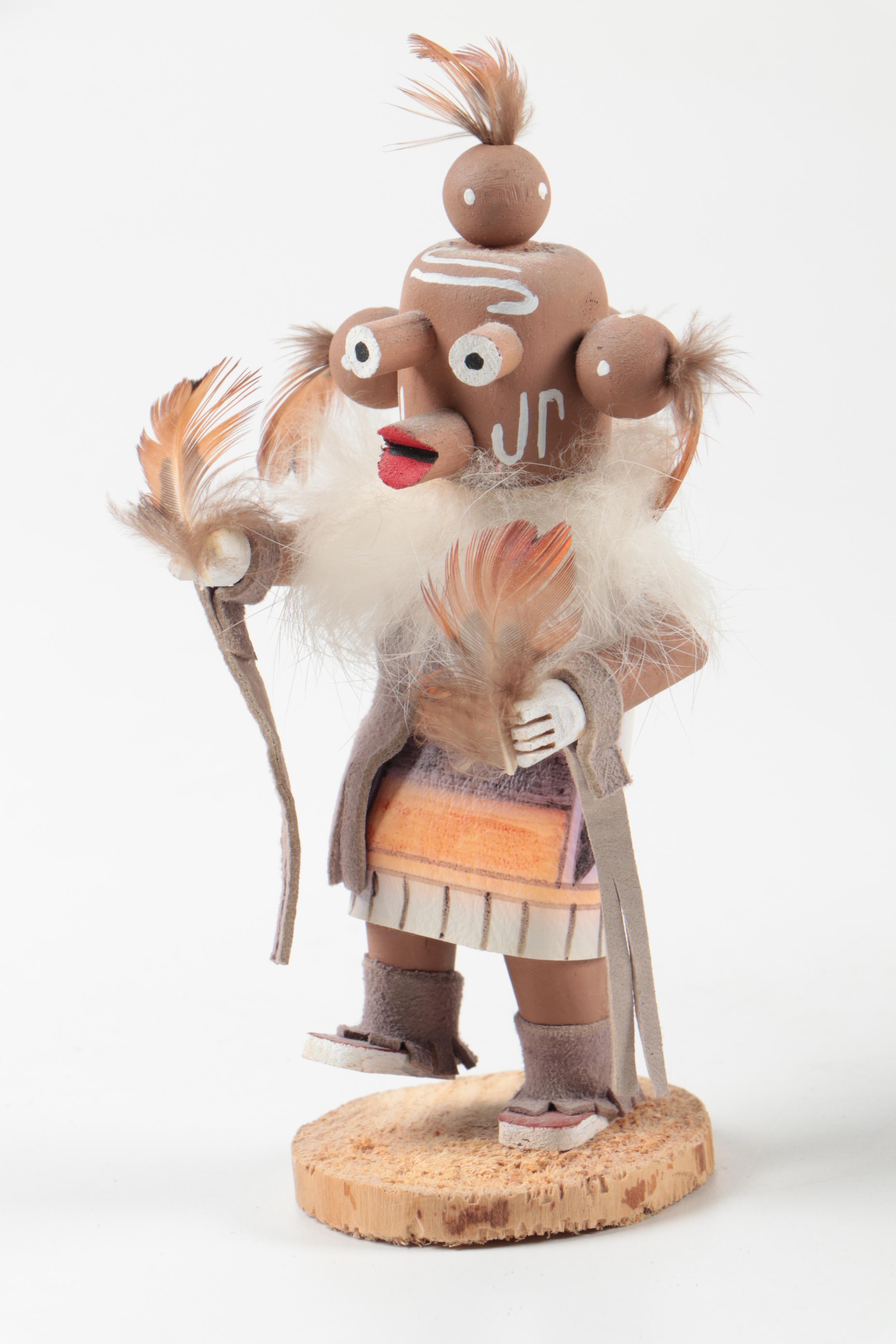 Larry and Helen Livingston "Mustard Greens" Kachina With Other Kachina Dolls