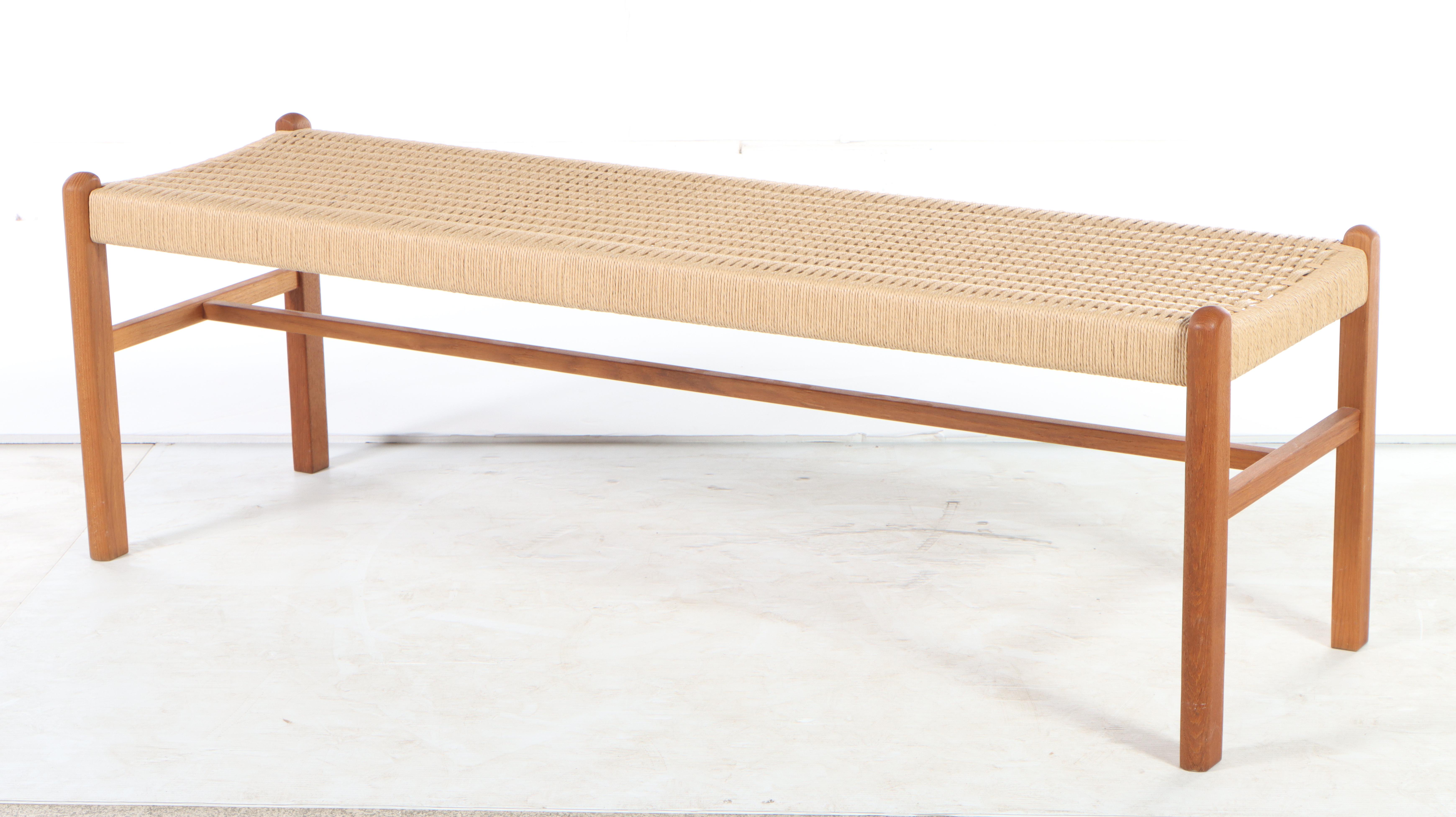 Teak and Sisal Danish Modern Style Bench