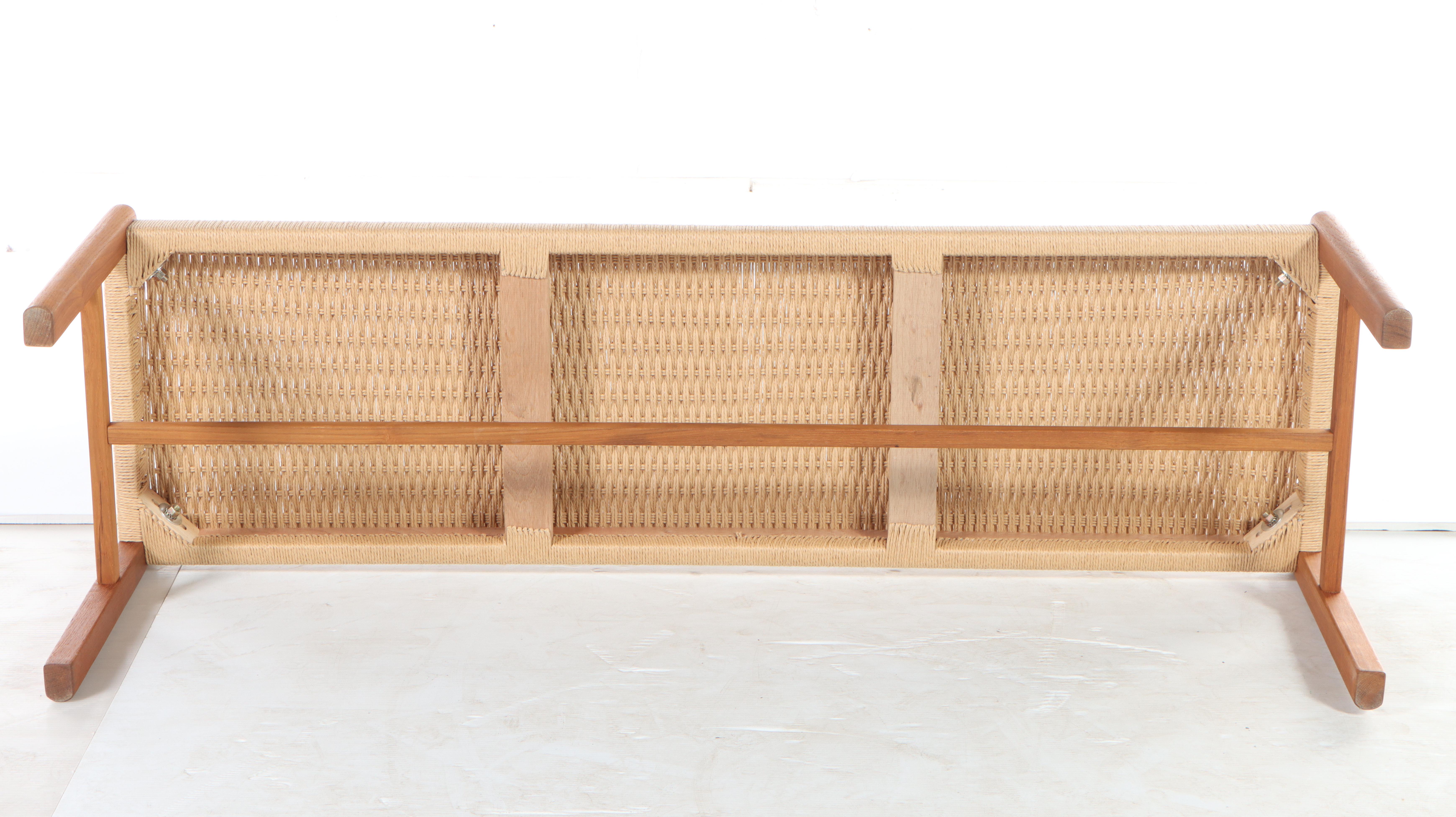 Teak and Sisal Danish Modern Style Bench