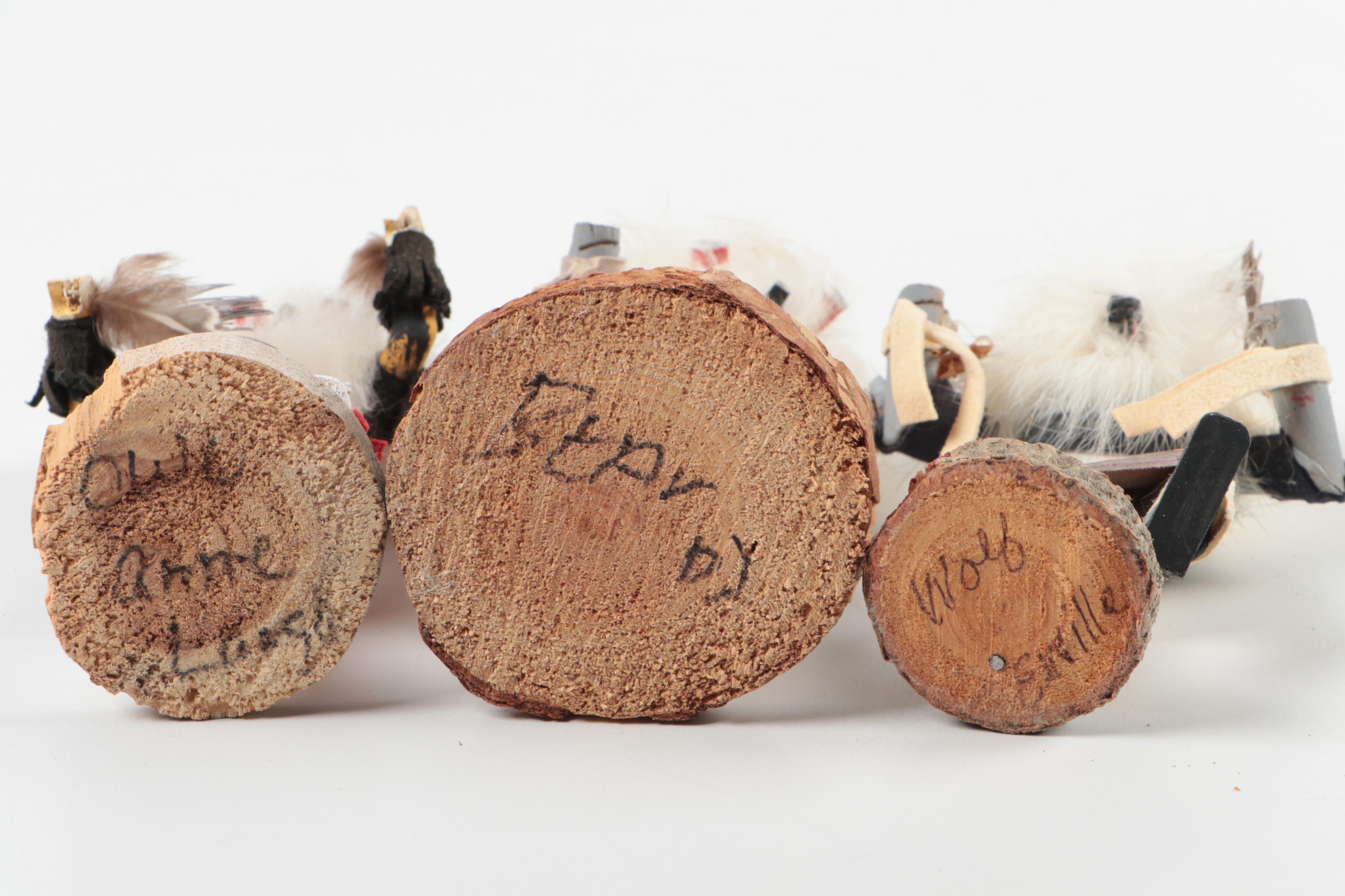 Anne Largo Signed "Owl" Kachina Doll with Other Kachina Dolls
