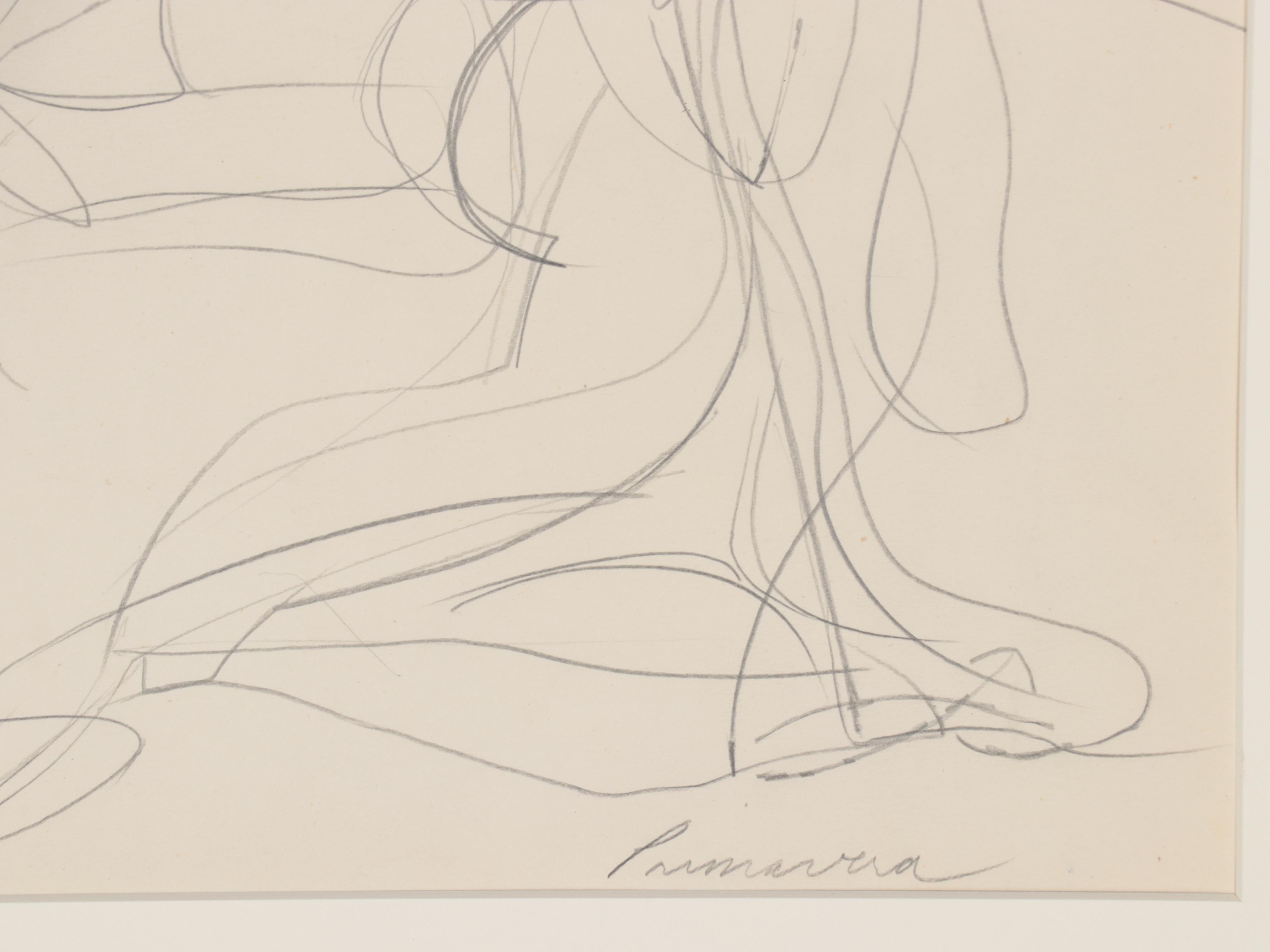 Walter Stomps Graphite Line Drawing "Primavera," 1960