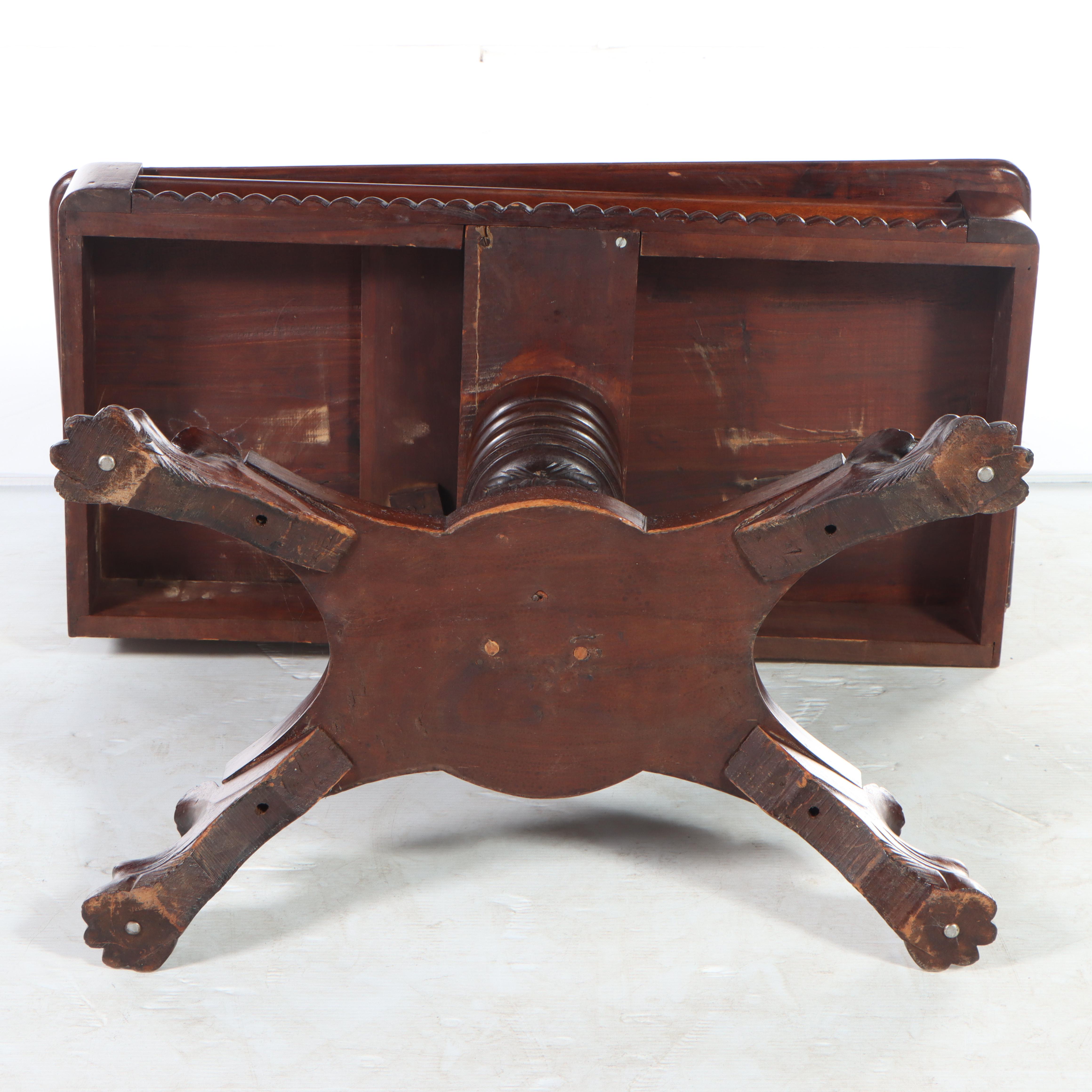 American Classical Carved Mahogany Games Table, circa 1830