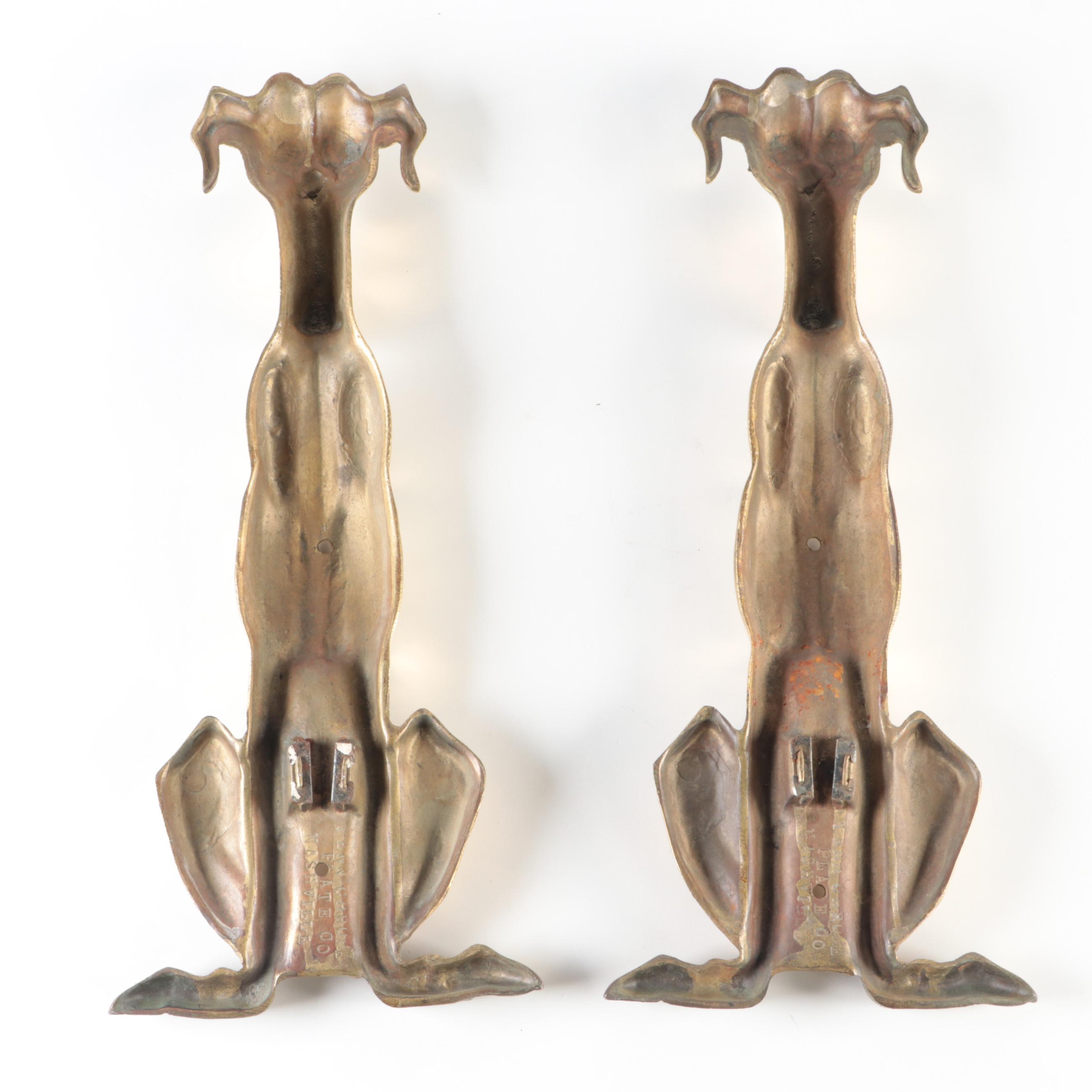 Tennessee Chrome Plating Company Brass Dog Andirons