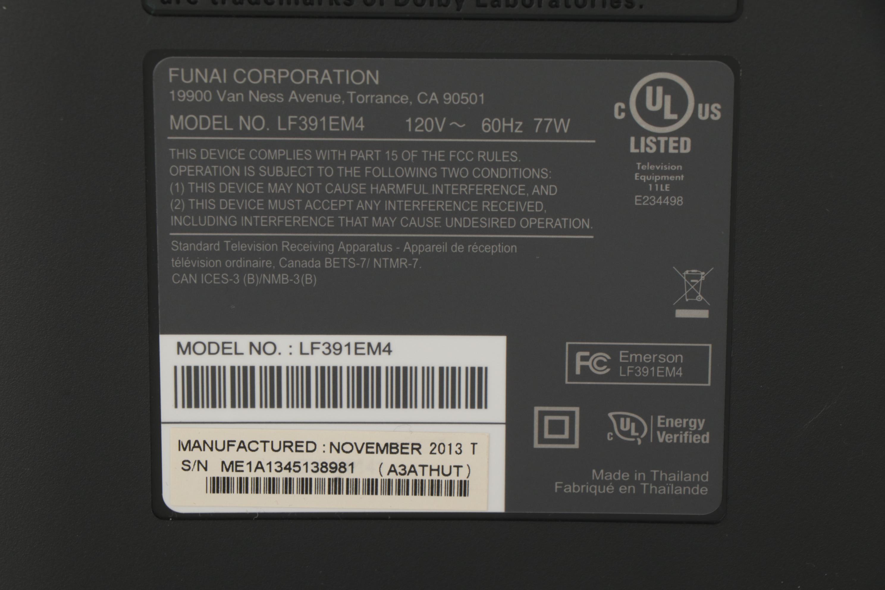 Emerson LF391EM4 39" 1080p LED-Backlit LCD TV with Remote, 2013