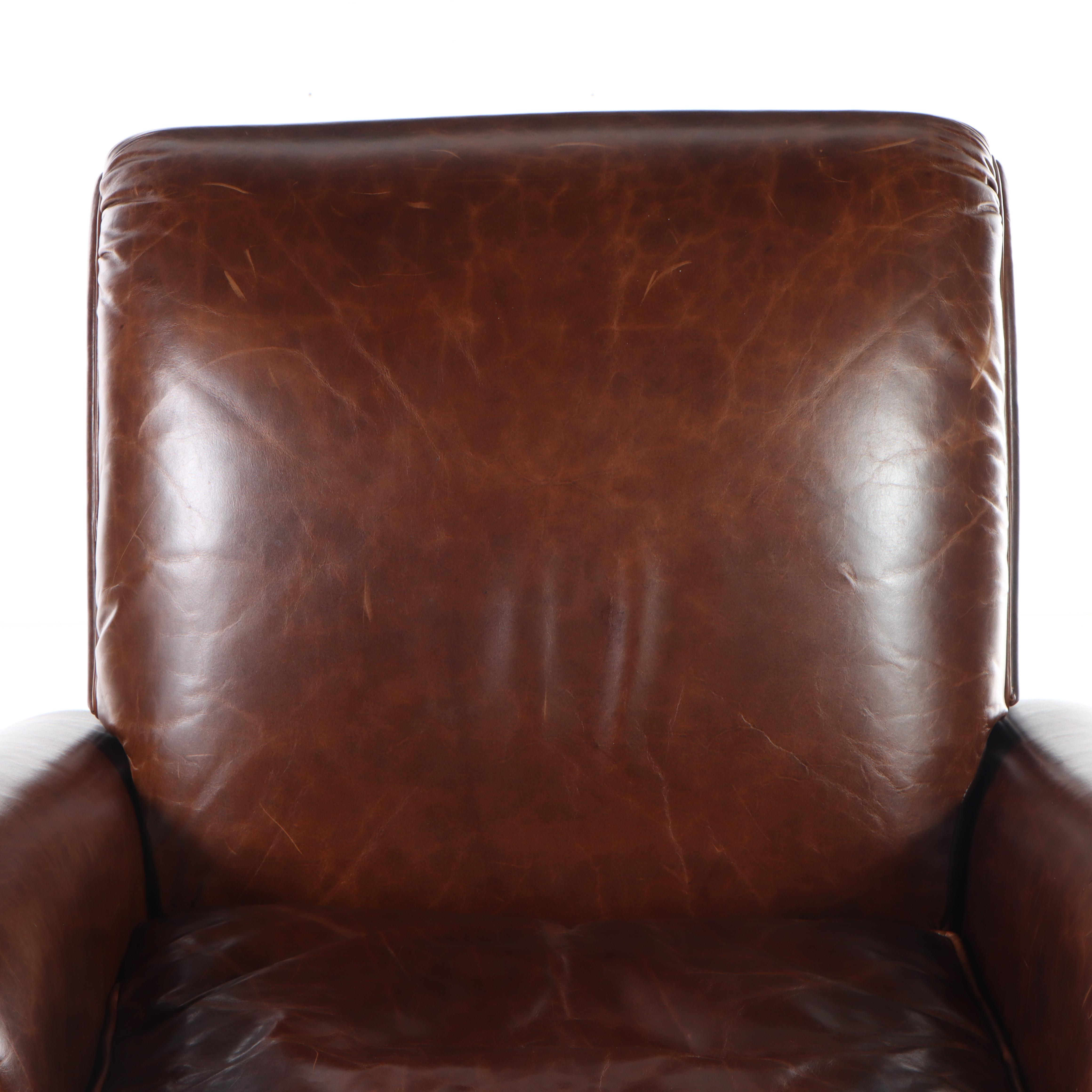 Restoration Hardware "1920s Parisian Club" Brown Leather Recliner