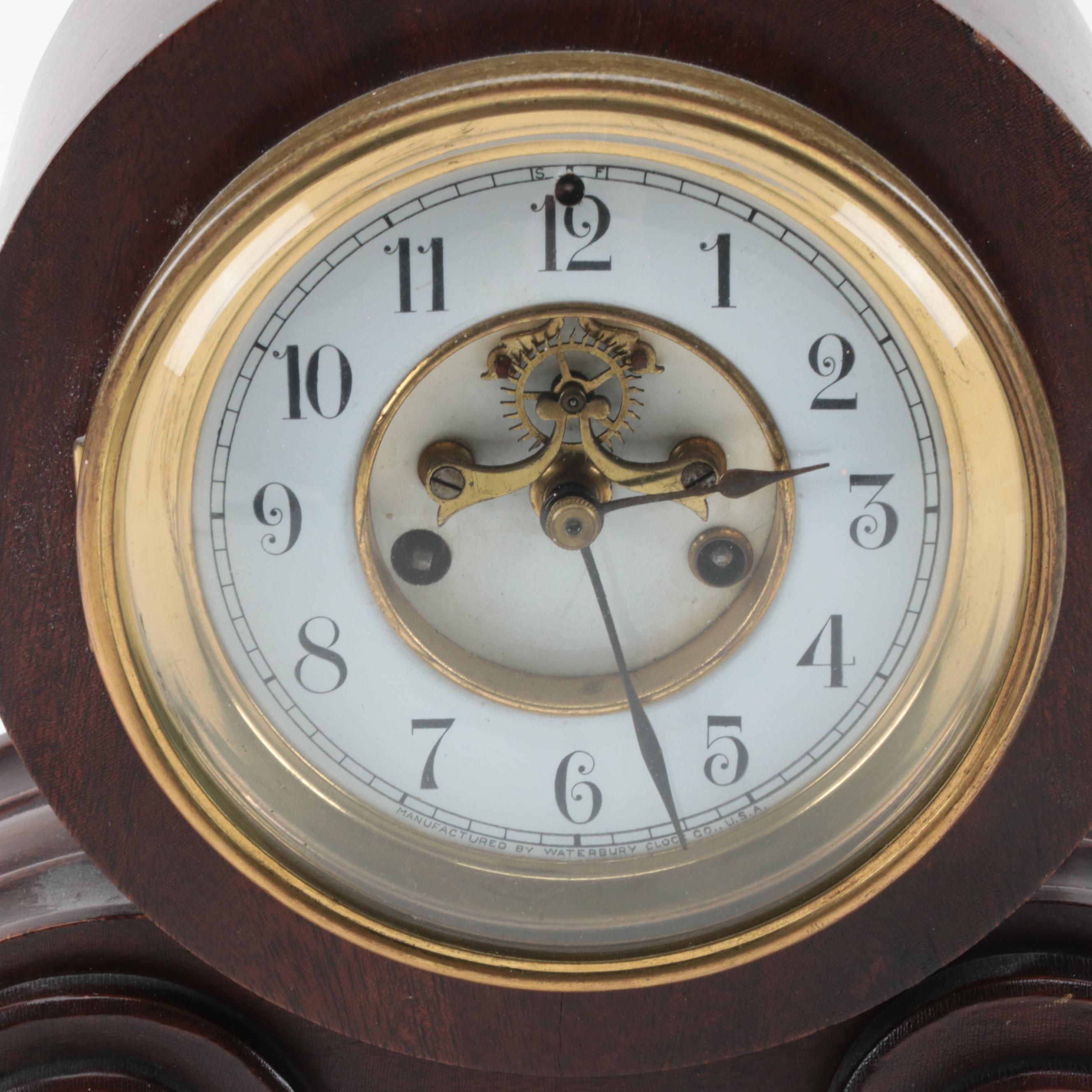 Waterbury Clock Co. "Kent Scroll" Mahogany Mantel Clock