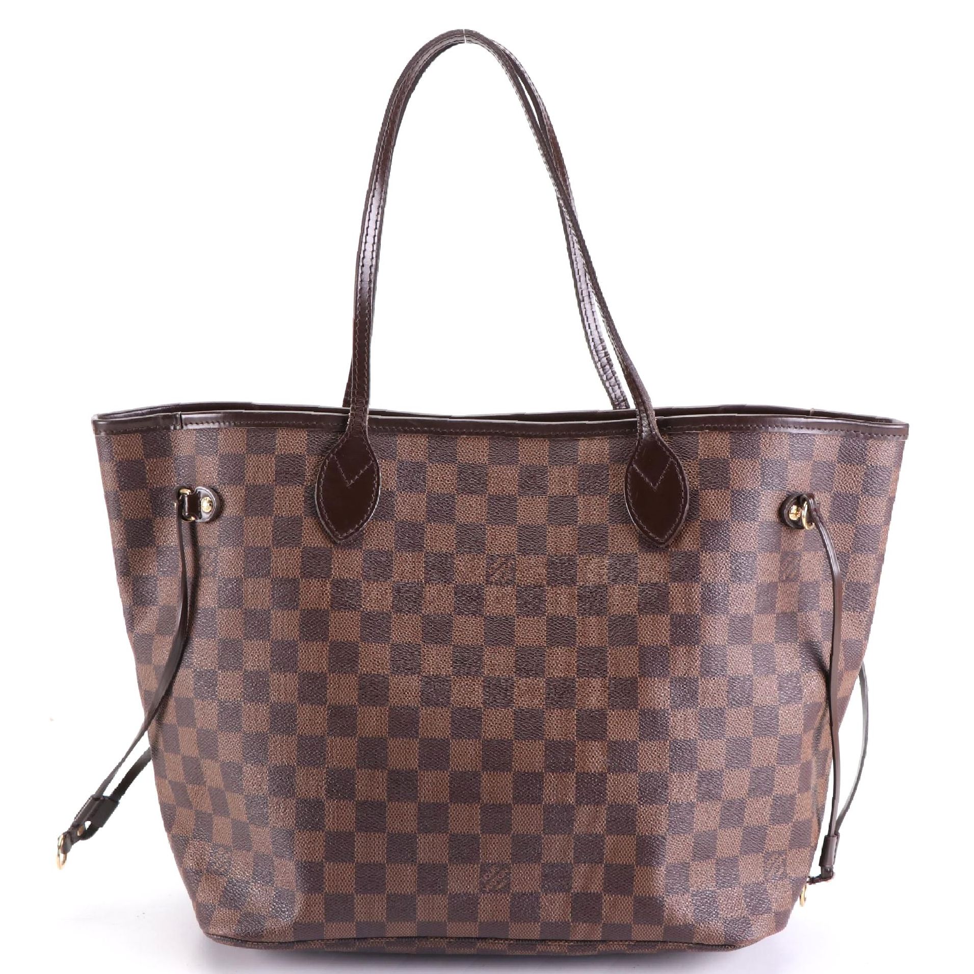 Louis Vuitton Neverfull MM in Damier Ebene Canvas and Dark Brown Leather