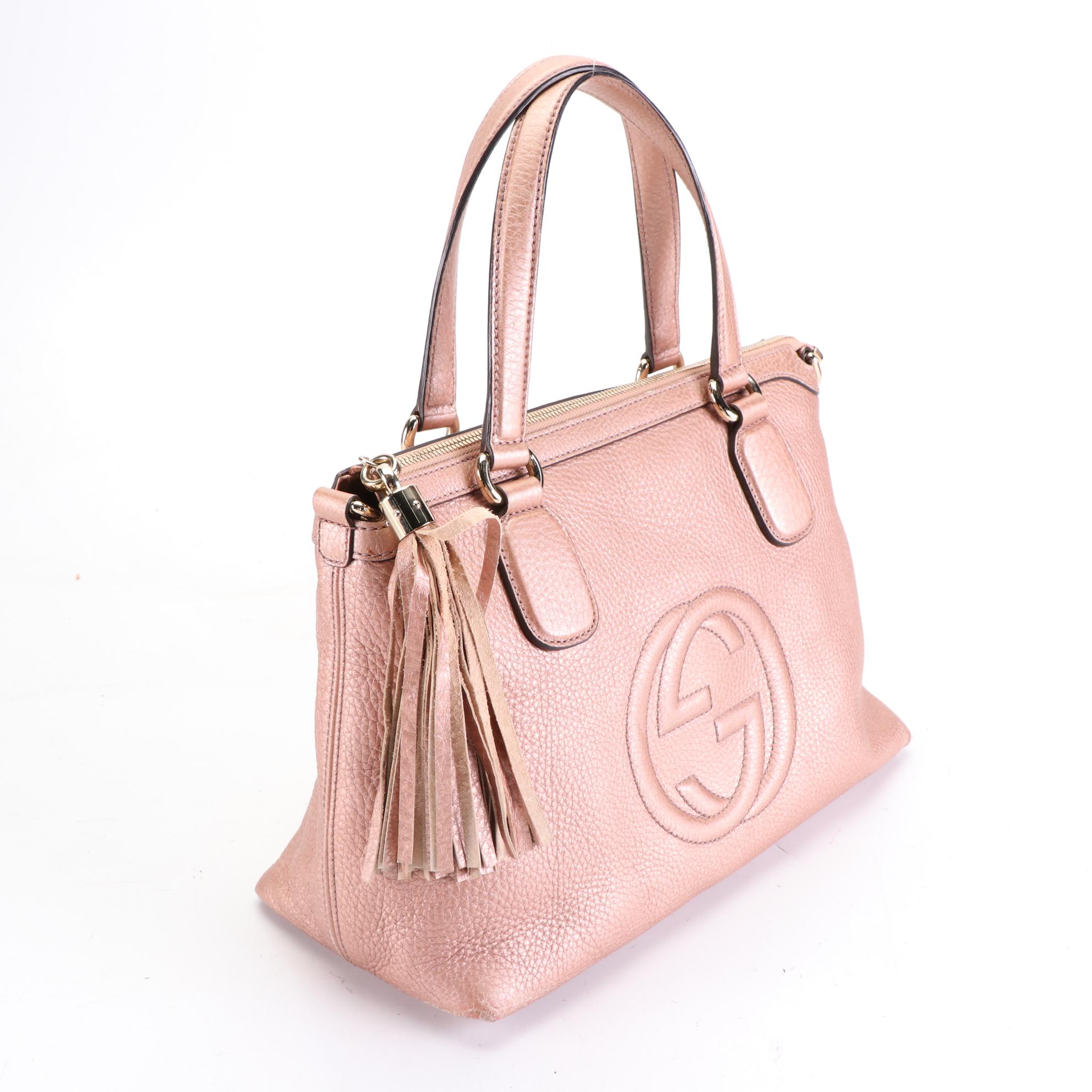 Gucci Small Soho Tassel Zip Tote in Metallic Grain Leather
