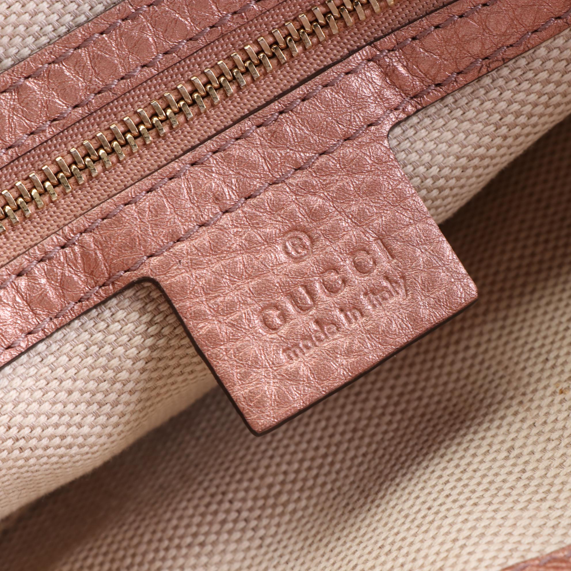 Gucci Small Soho Tassel Zip Tote in Metallic Grain Leather