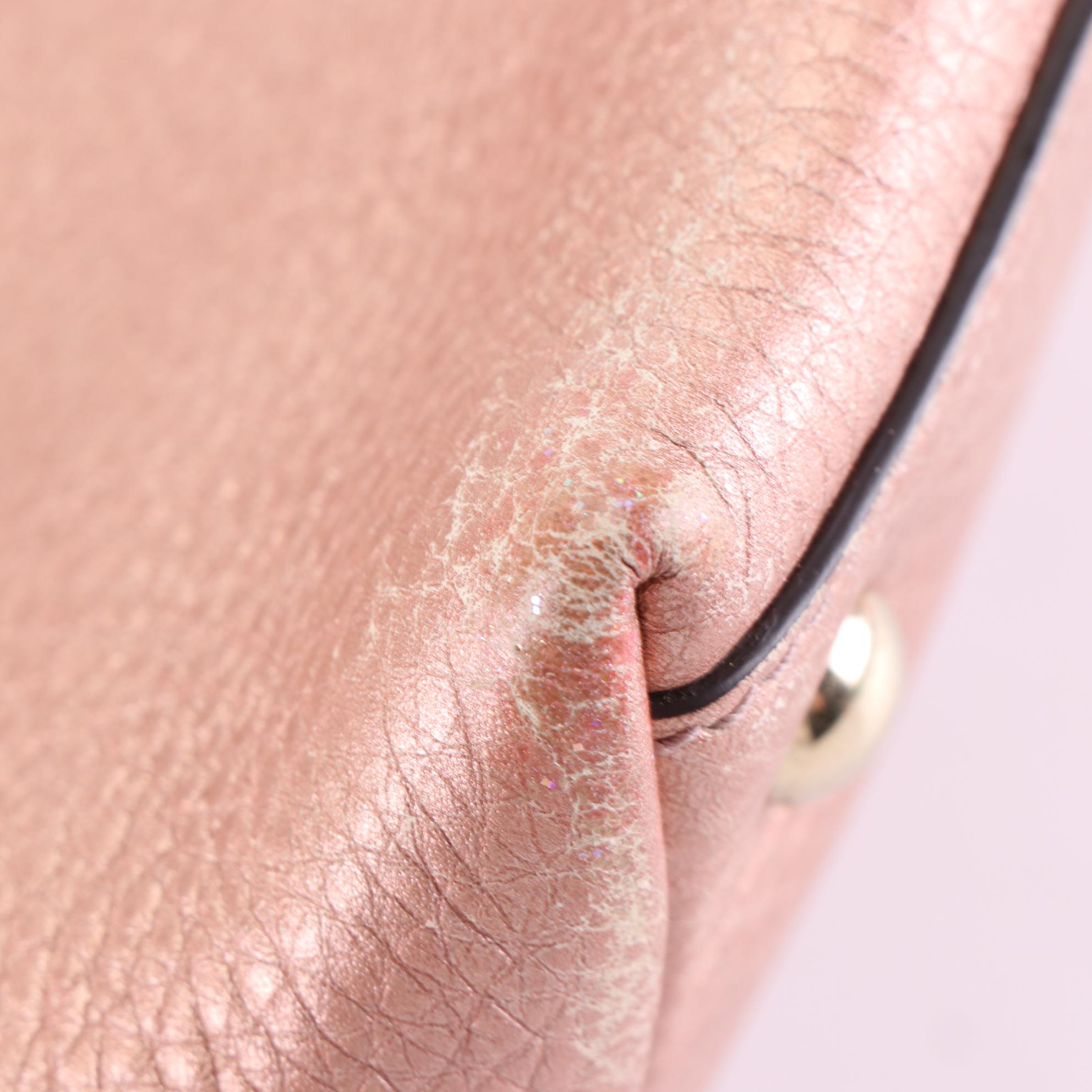 Gucci Small Soho Tassel Zip Tote in Metallic Grain Leather