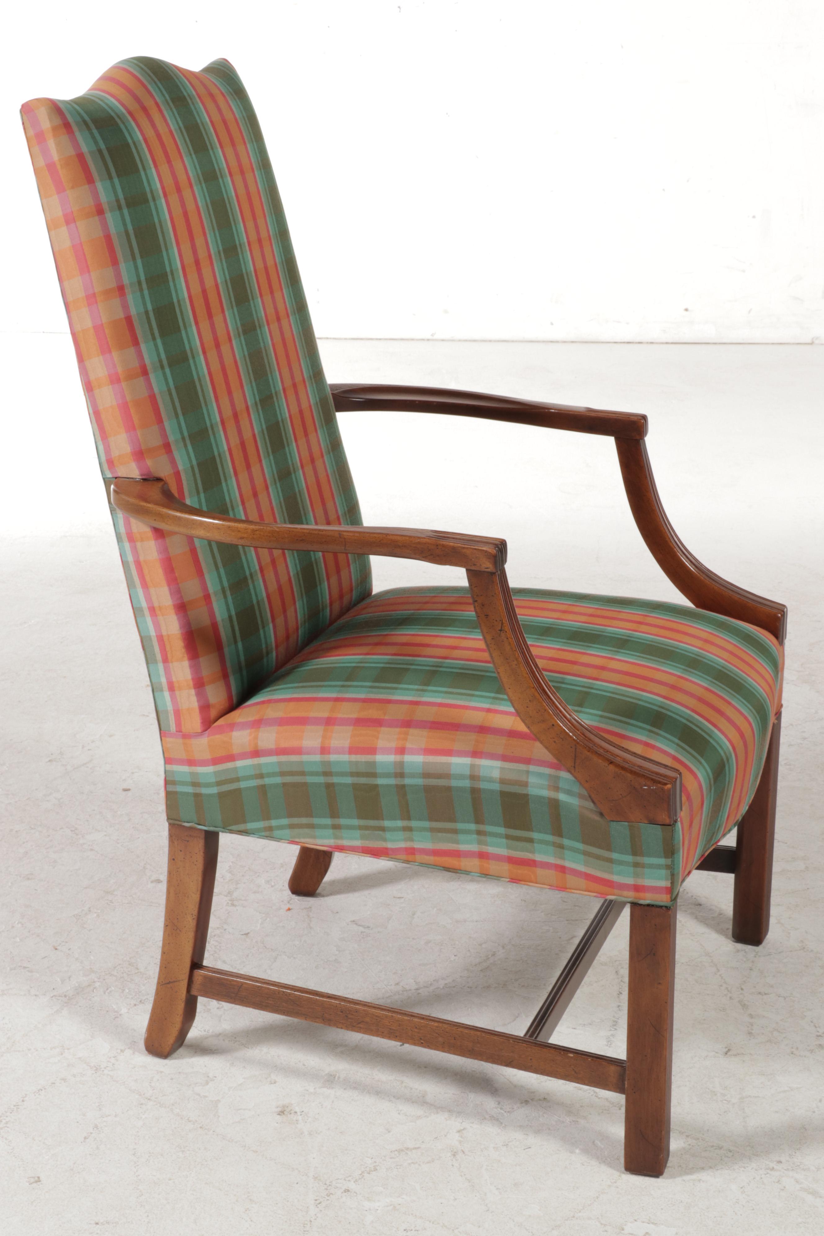 Chippendale Style Mahogany and Custom-Upholstered Lolling Chair