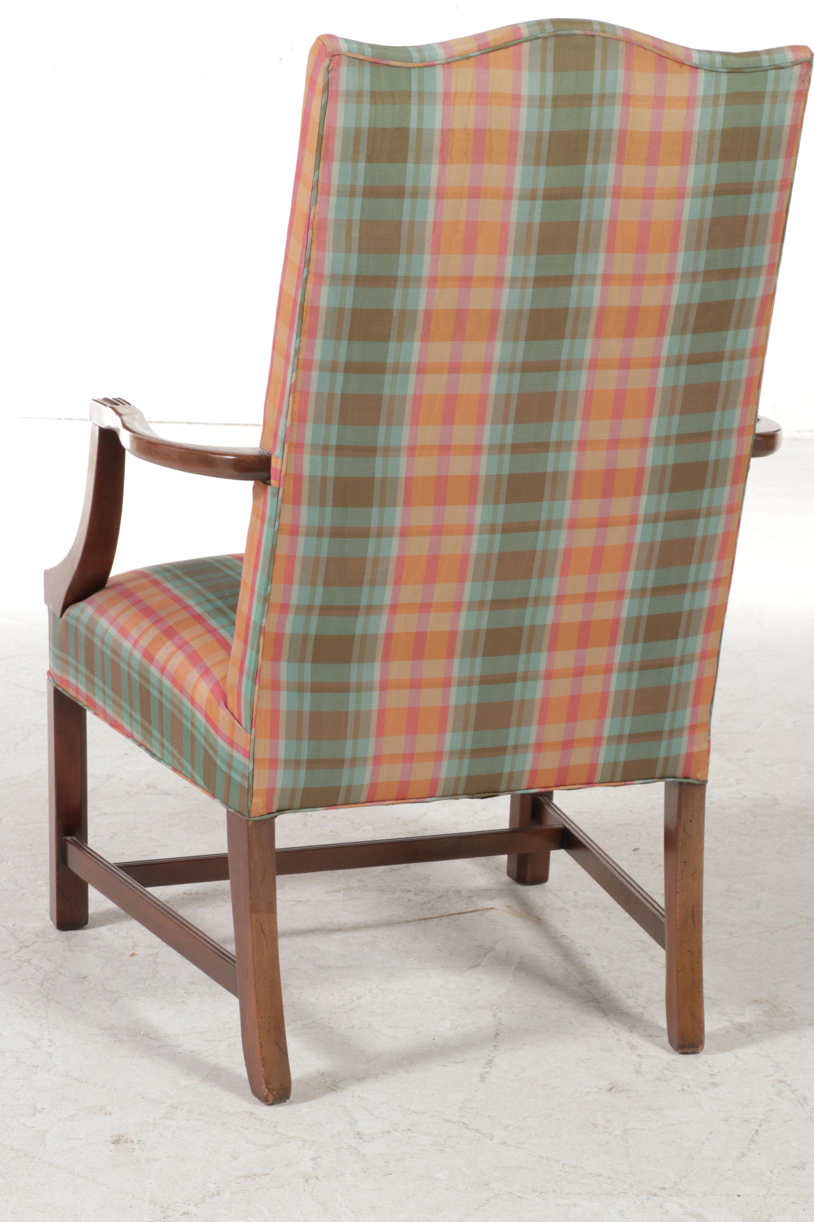 Chippendale Style Mahogany and Custom-Upholstered Lolling Chair