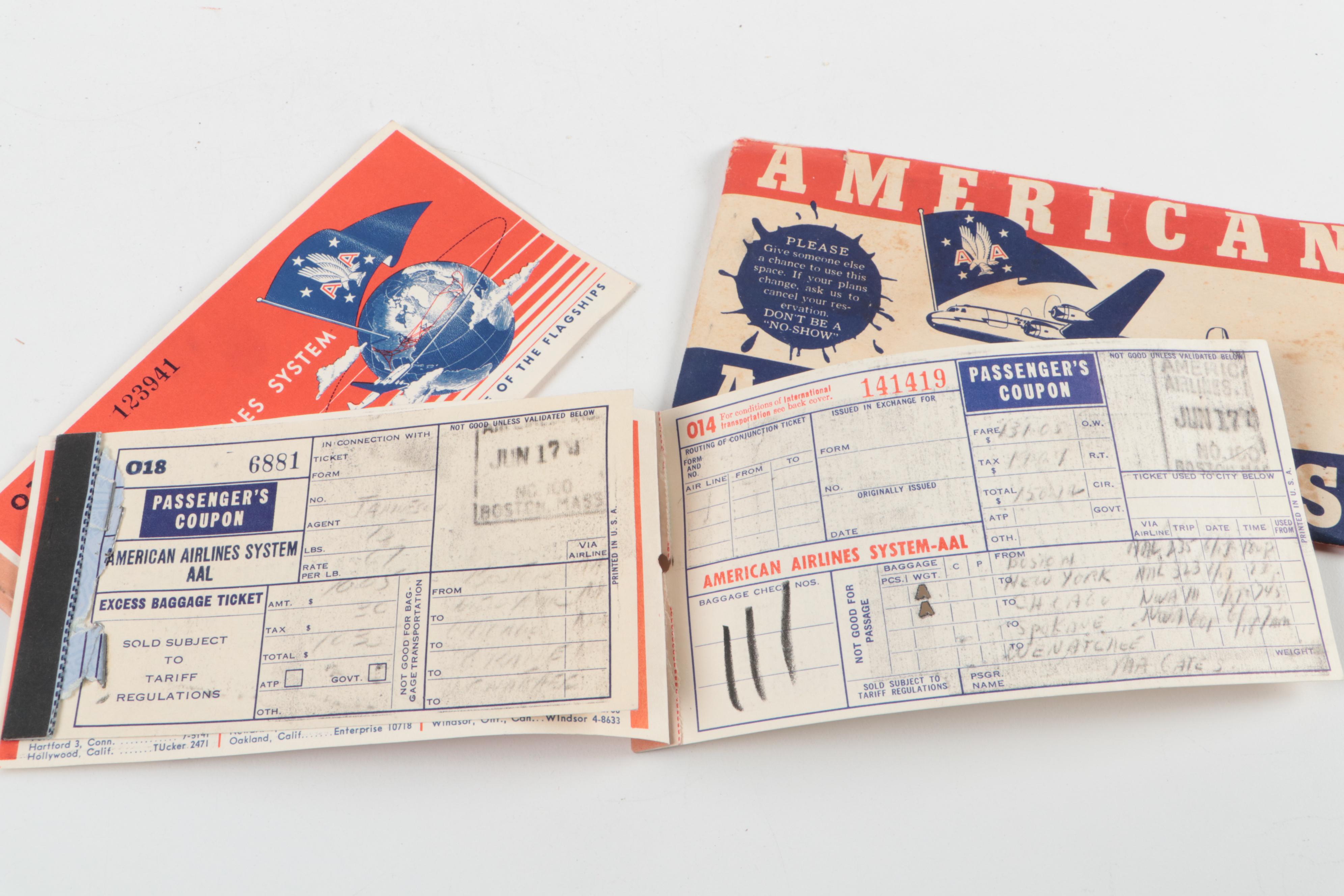 American Airlines Ticket Booklet with Playing Cards, Easels and Mini Prints