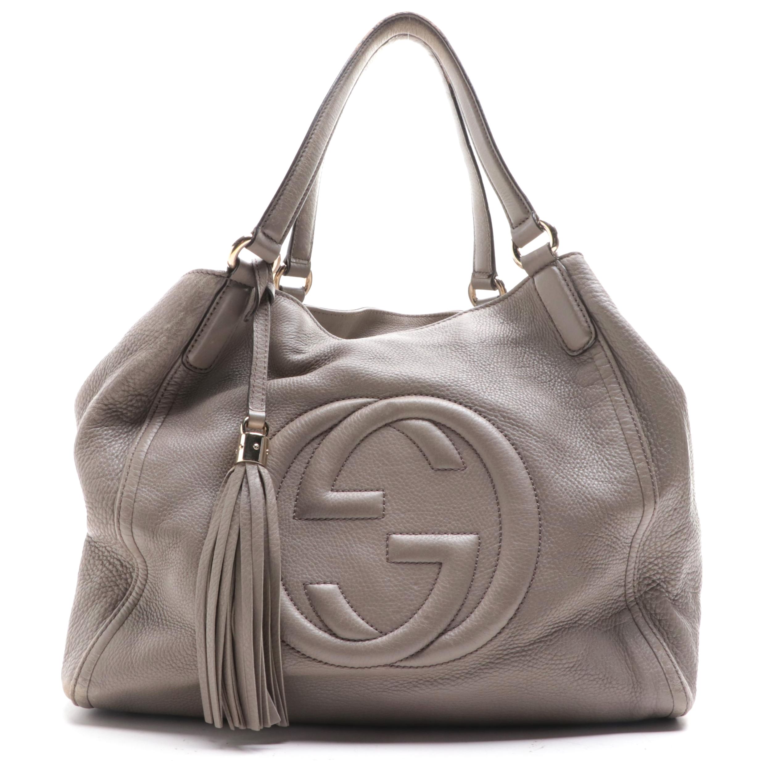 Gucci Soho Small Tassel Tote in Grey Leather